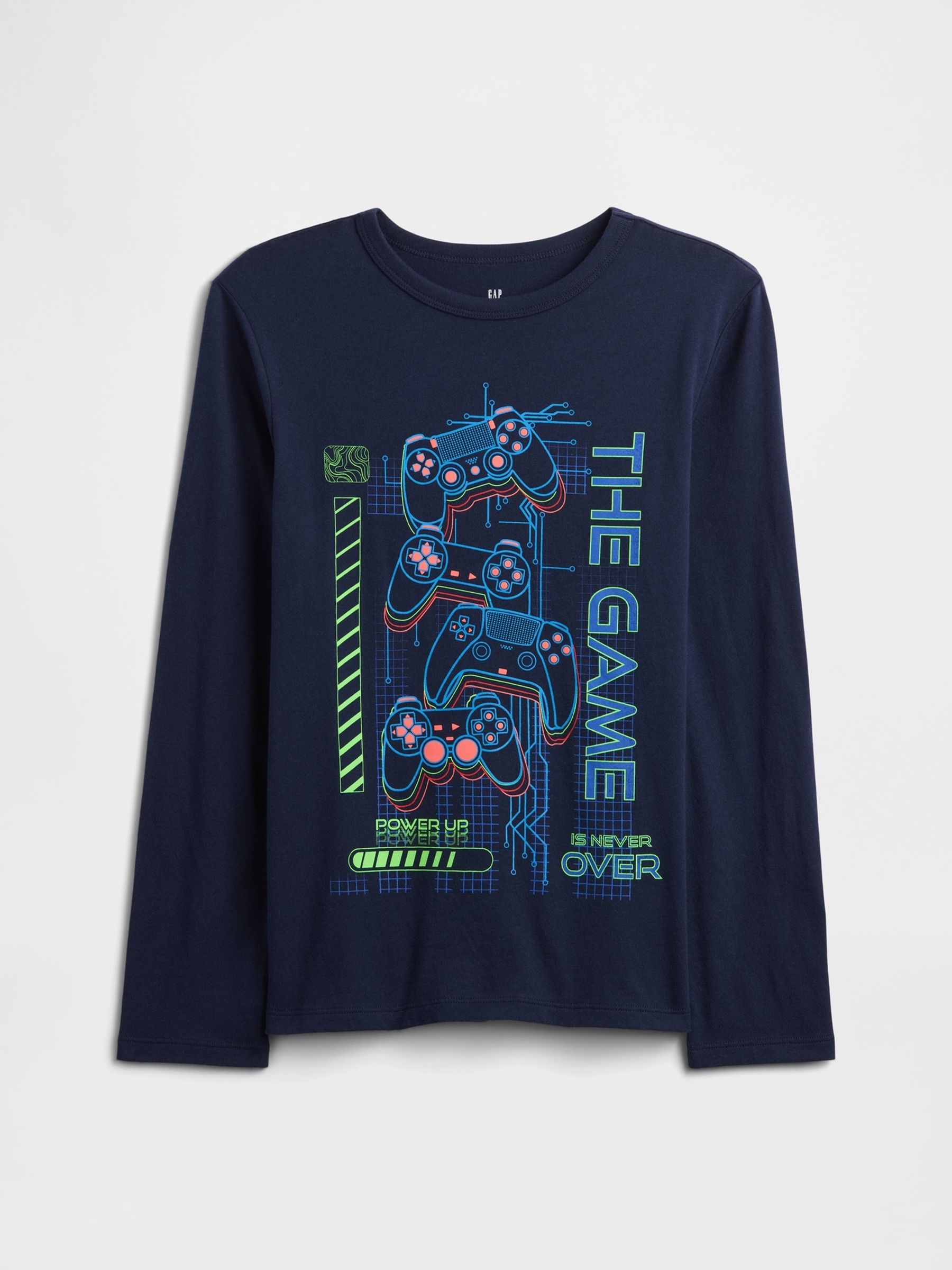 Navy 100% Cotton Long Sleeve Graphics T-Shirt - Image 1 of 2