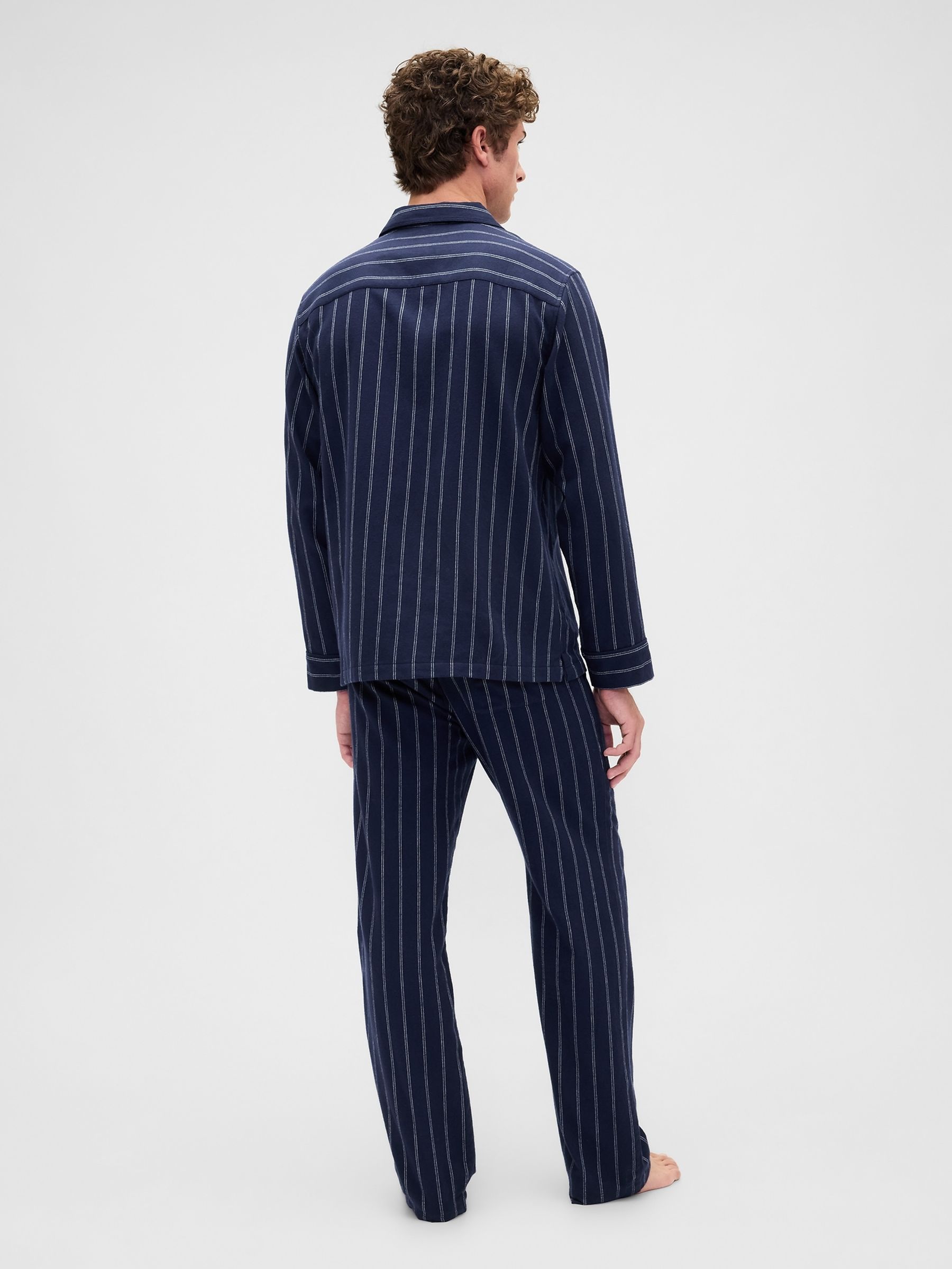 Navy Stripe Adult Softest Flannel Pyjamas Set - Image 2 of 3
