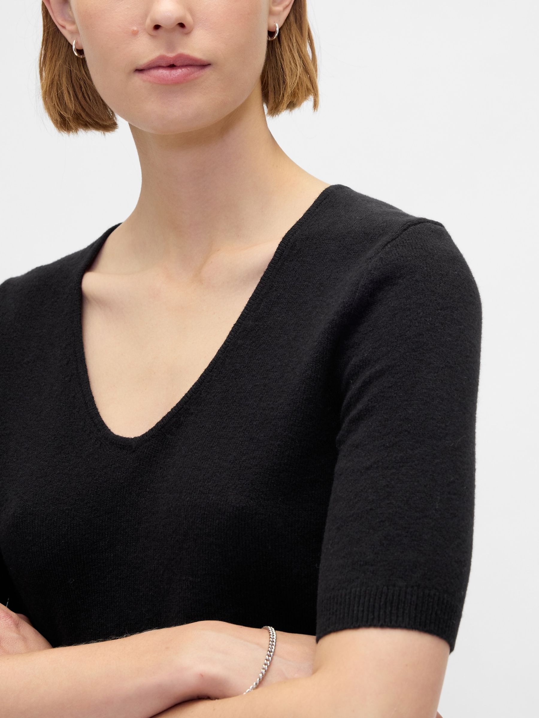 Black CashSoft Elbow Sleeve Crop Jumper - Image 4 of 4