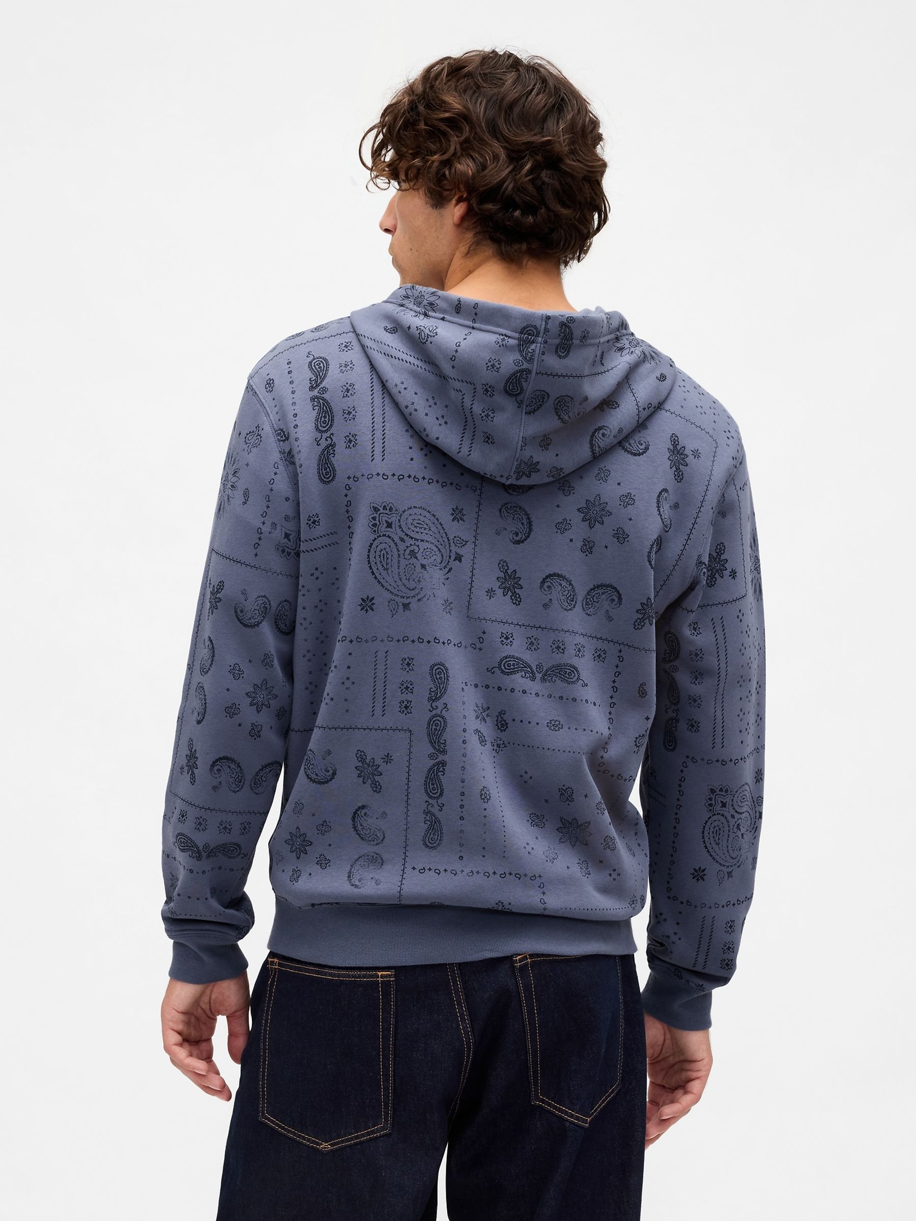 Blue Relaxed Logo Bandana print Zip Hoodie - Image 2 of 4