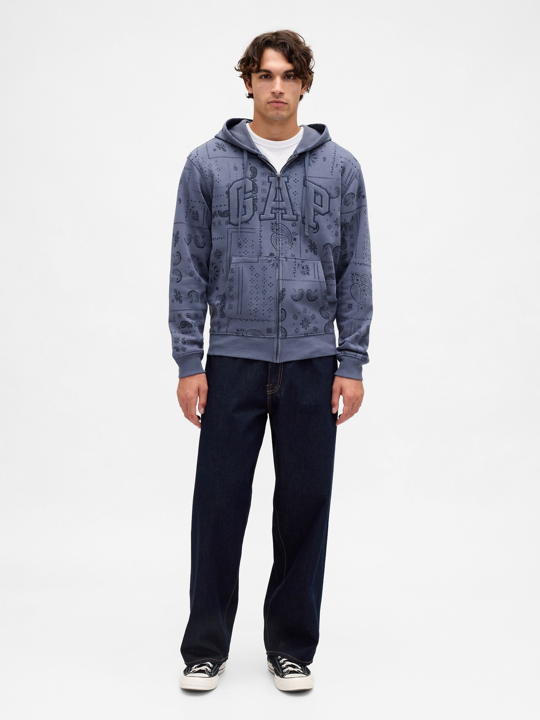 Blue Relaxed Logo Bandana print Zip Hoodie - Image 3 of 4