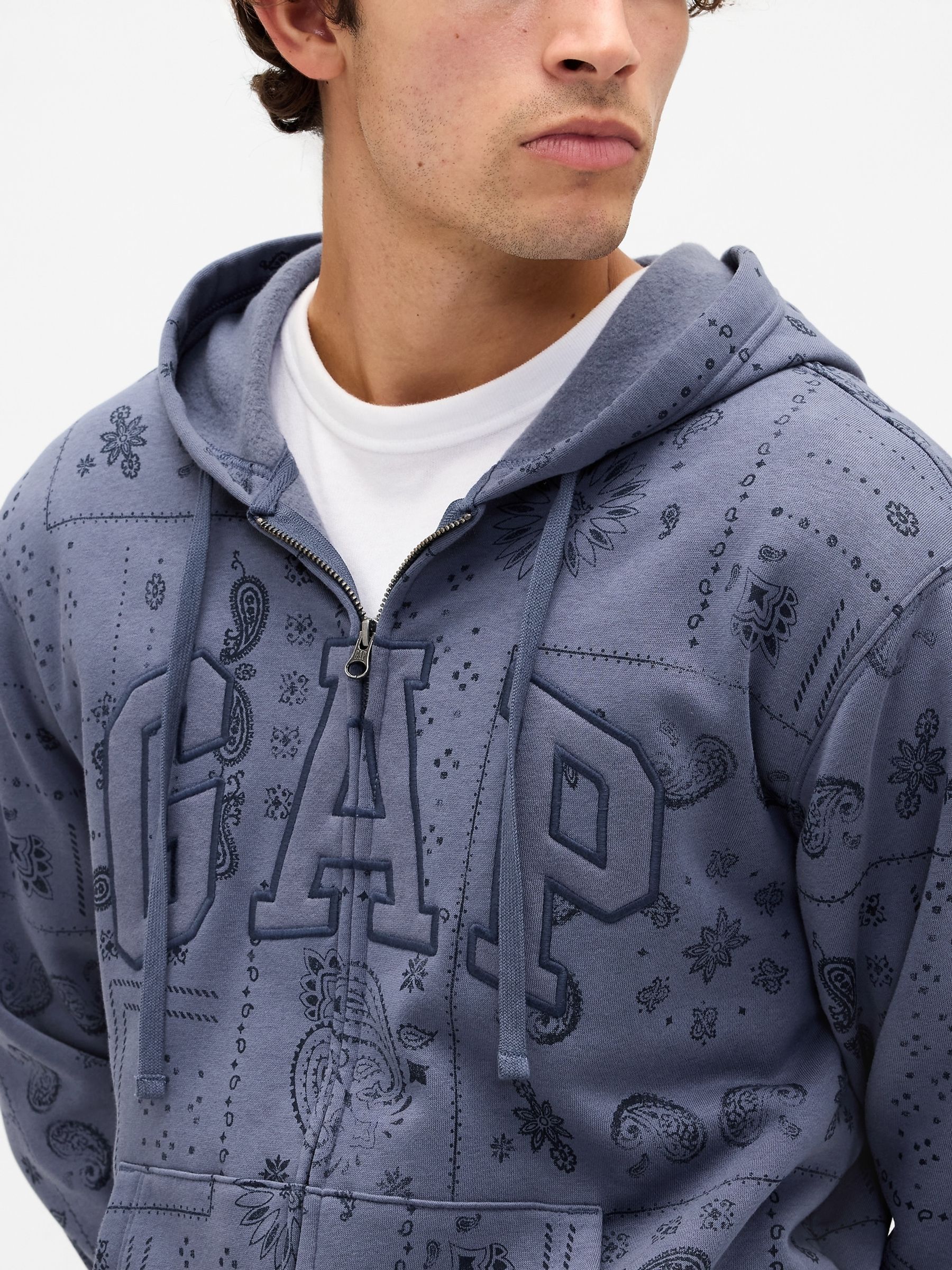 Blue Relaxed Logo Bandana print Zip Hoodie - Image 4 of 4