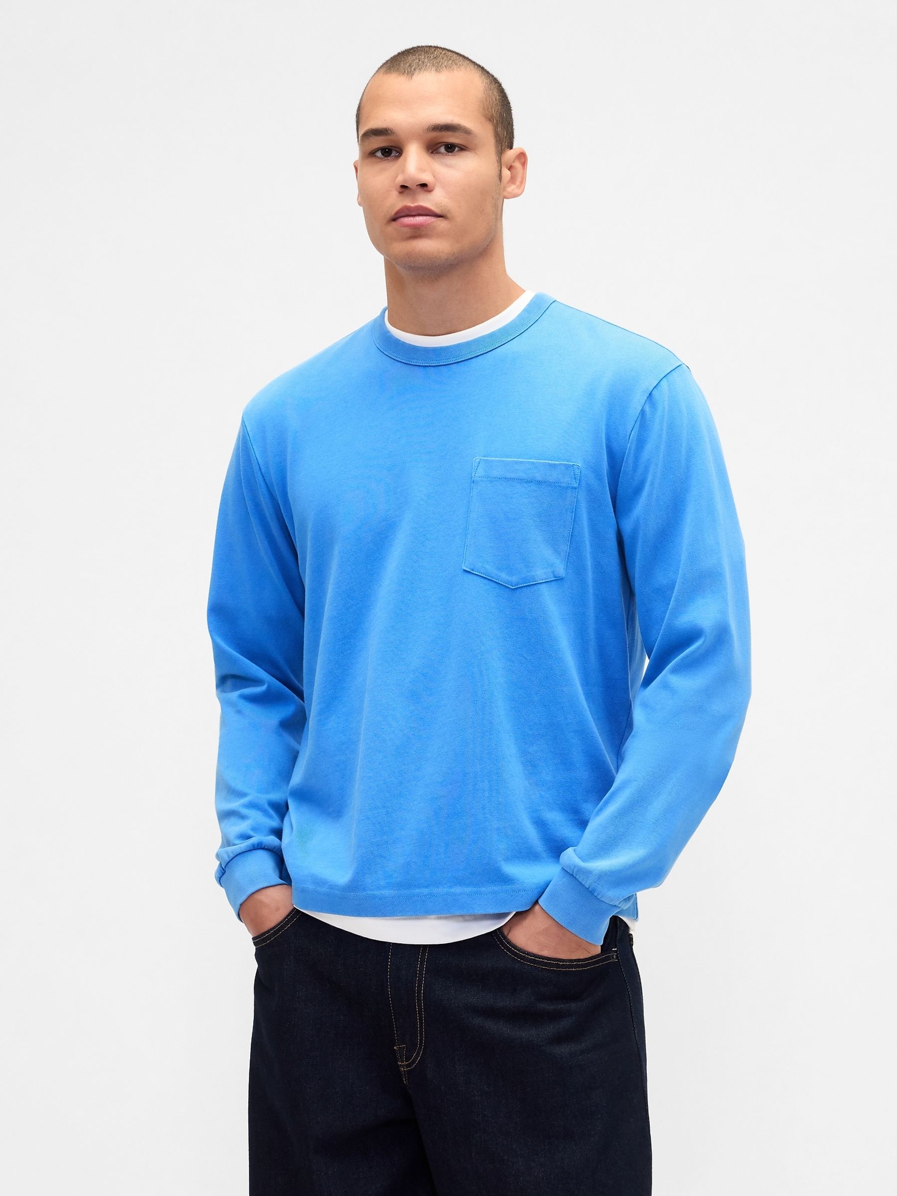 Blue Heavyweight Relaxed T-Shirt - Image 1 of 4 Blue Heavyweight Relaxed T-Shirt - Image 1 of 4