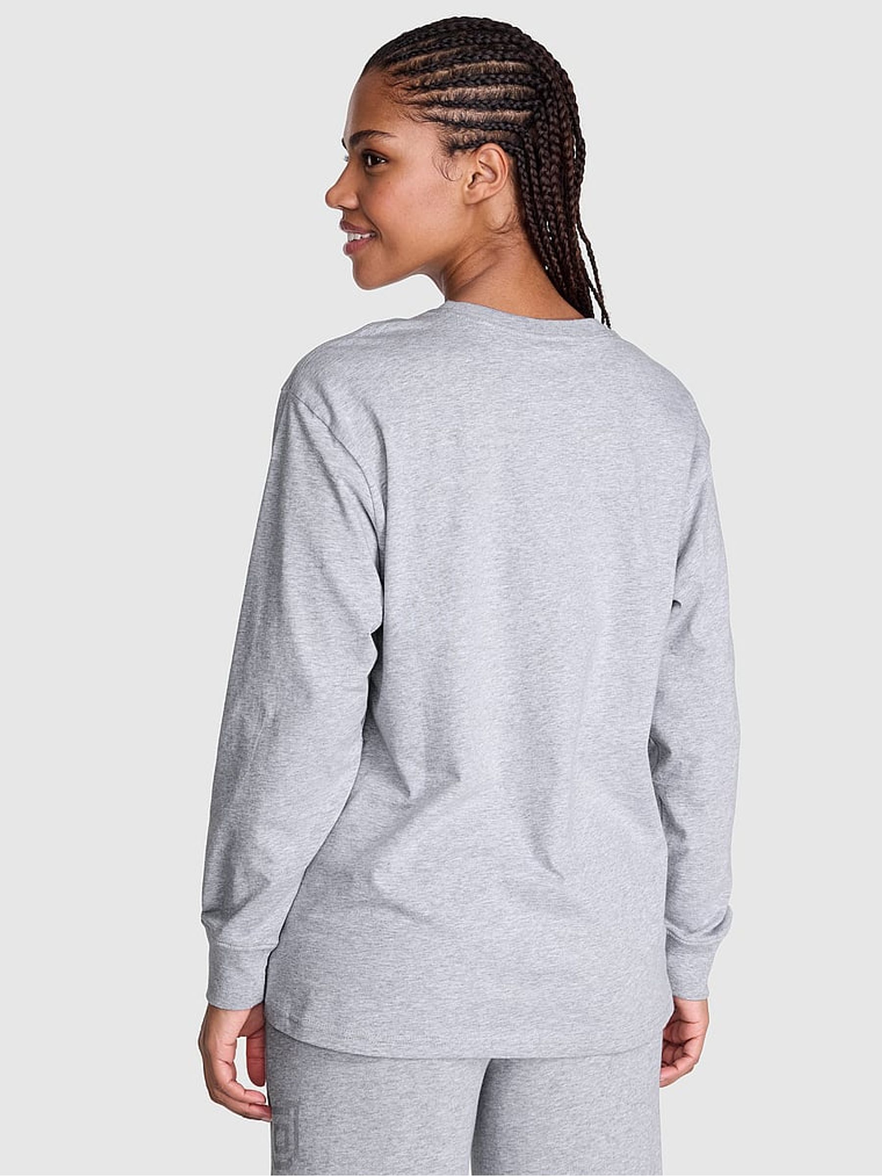 Medium Heather Grey Cotton Long Sleeve T-Shirt - Image 2 of 2