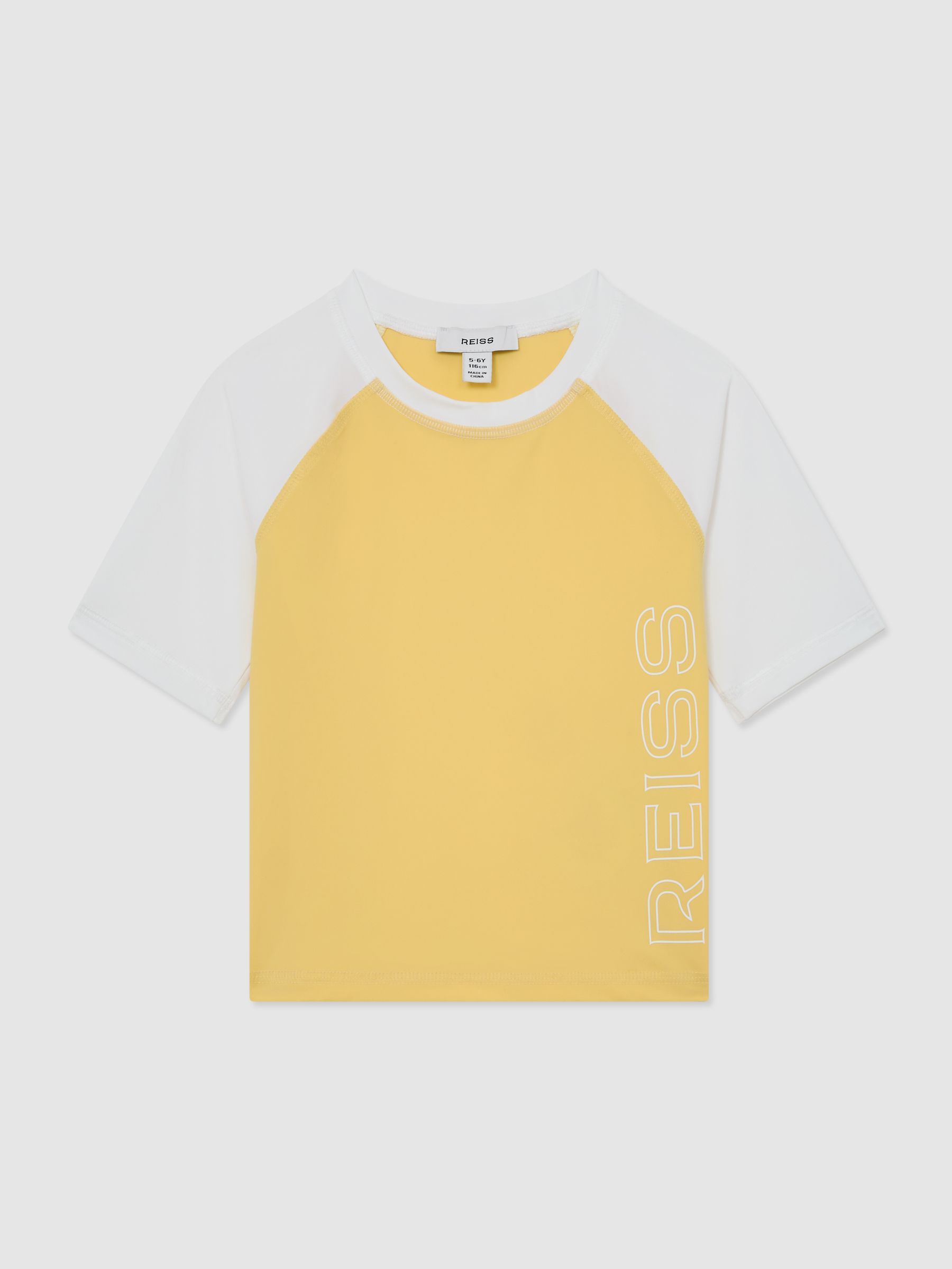 Colour-Block Logo Rash Top in Yellow - Image 1 of 3