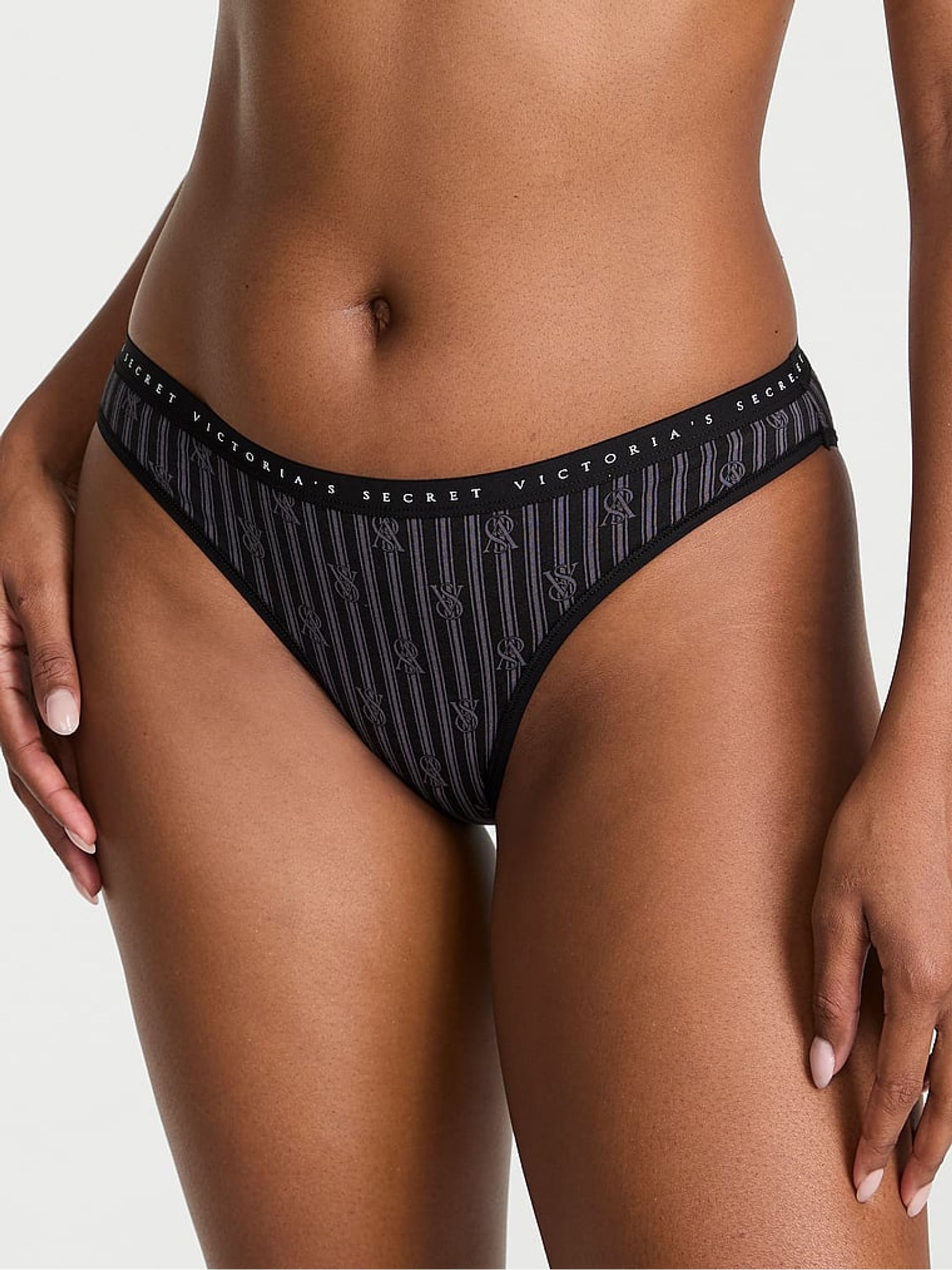 Black Logo Stripes Bikini Knickers - Image 1 of 2