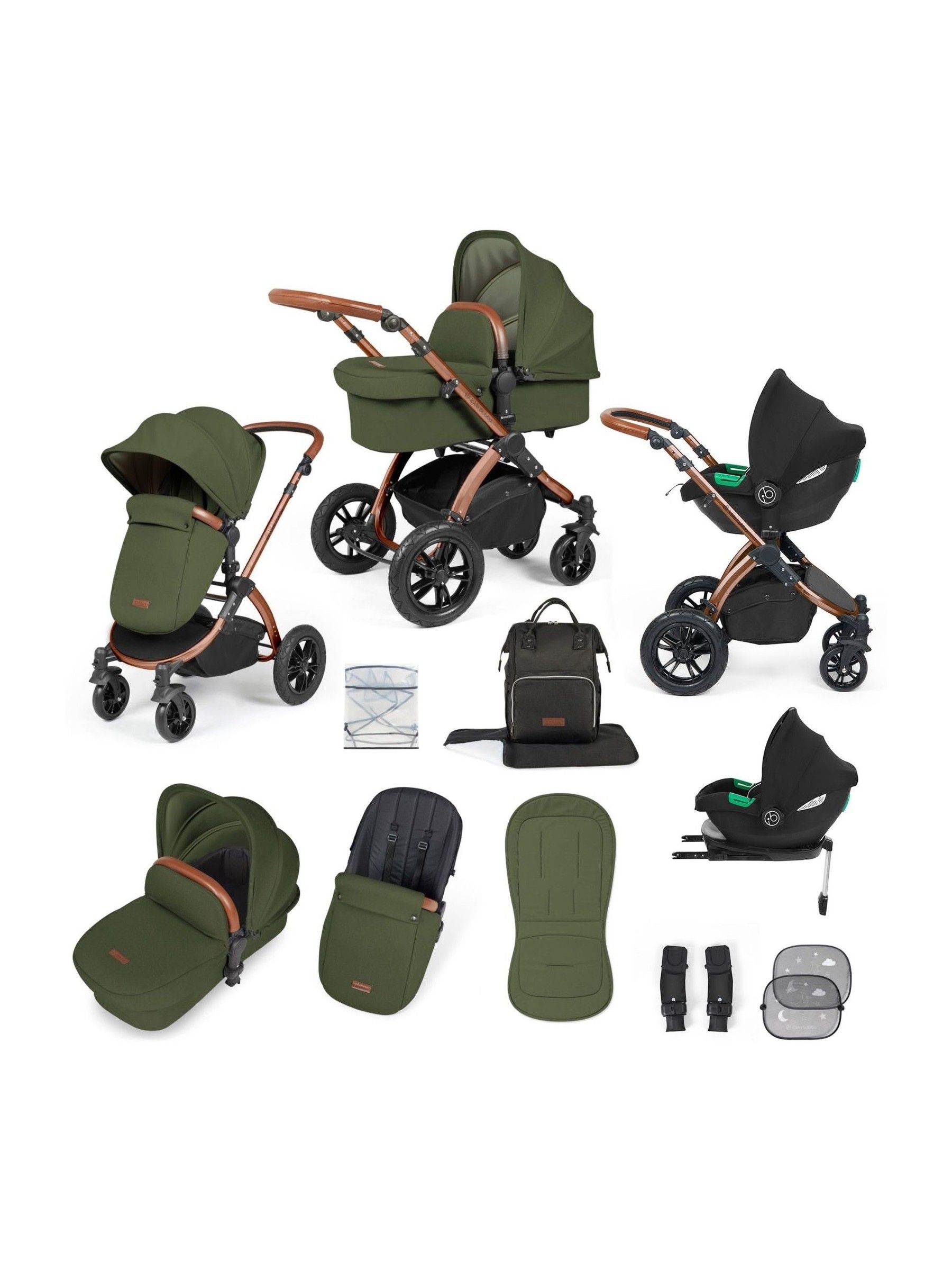 Ickle Bubba 12 Piece Woodland Stomp Luxe Travel System with iSize Cirrus Car Seat - Image 2 of 6