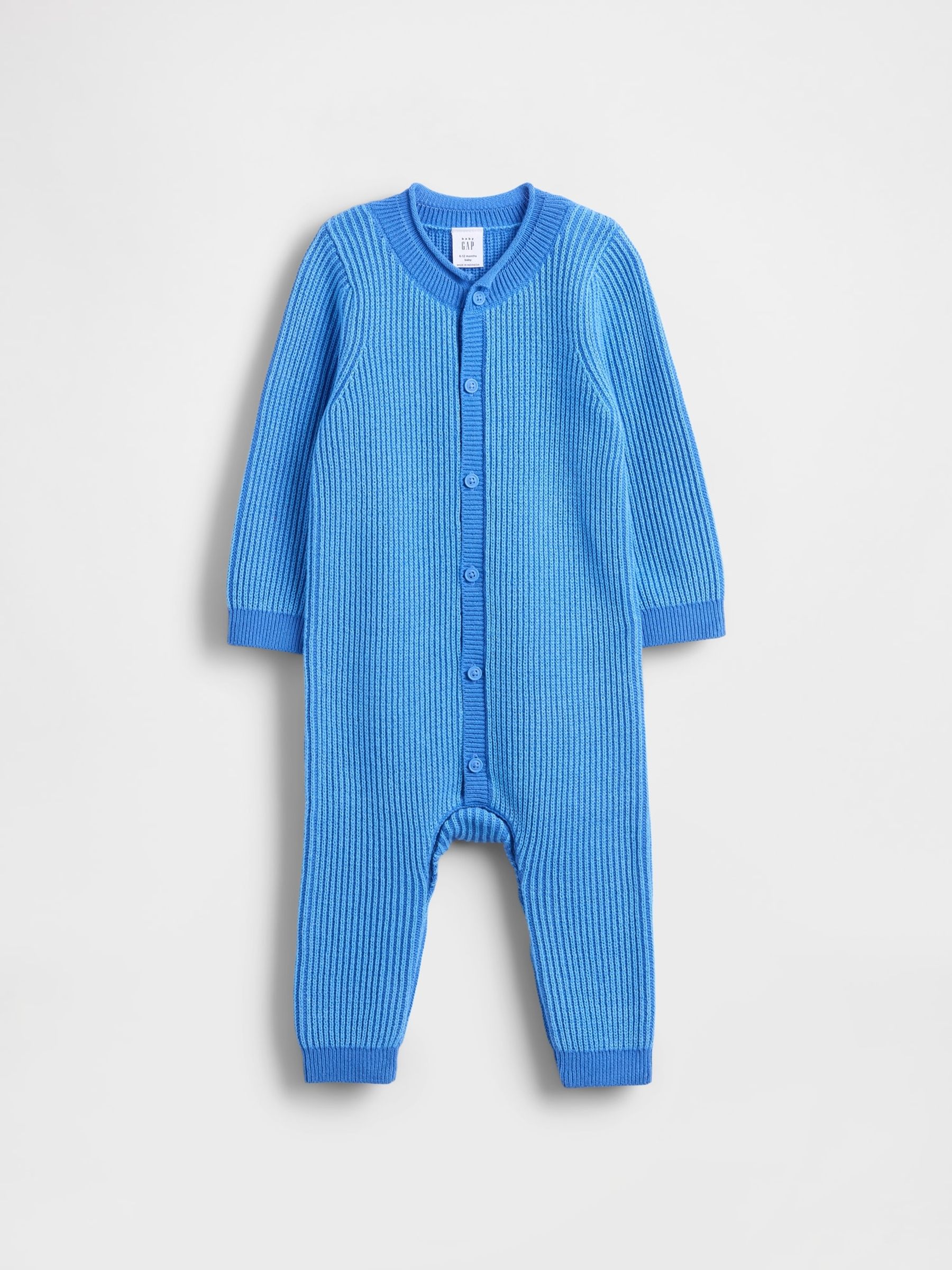 Blue Footless Knitted One-Piece - Image 1 of 3 Blue Footless Knitted One-Piece - Image 1 of 3
