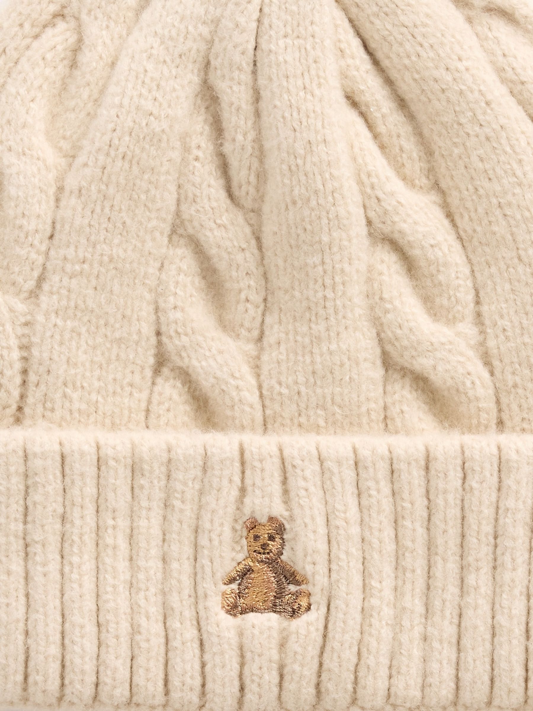 Cream CashSoft Cable-Knit Beanie and Mittens Set - Image 4 of 4 Cream CashSoft Cable-Knit Beanie and Mittens Set - Image 4 of 4