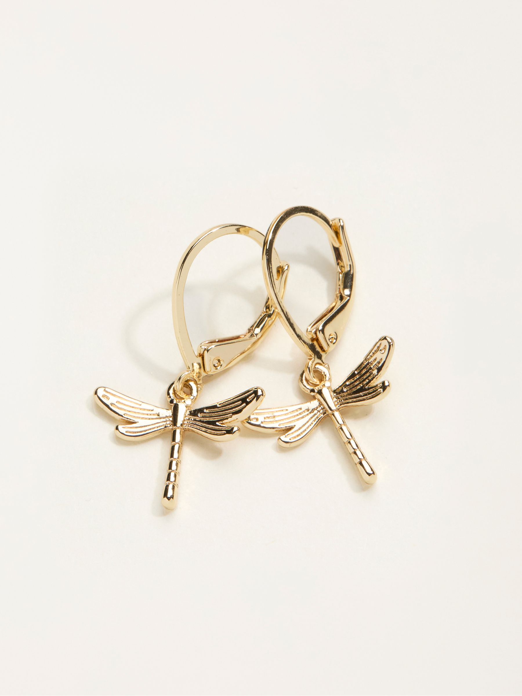 Gold Tone Dragonfly Drop Earrings - Image 2 of 2