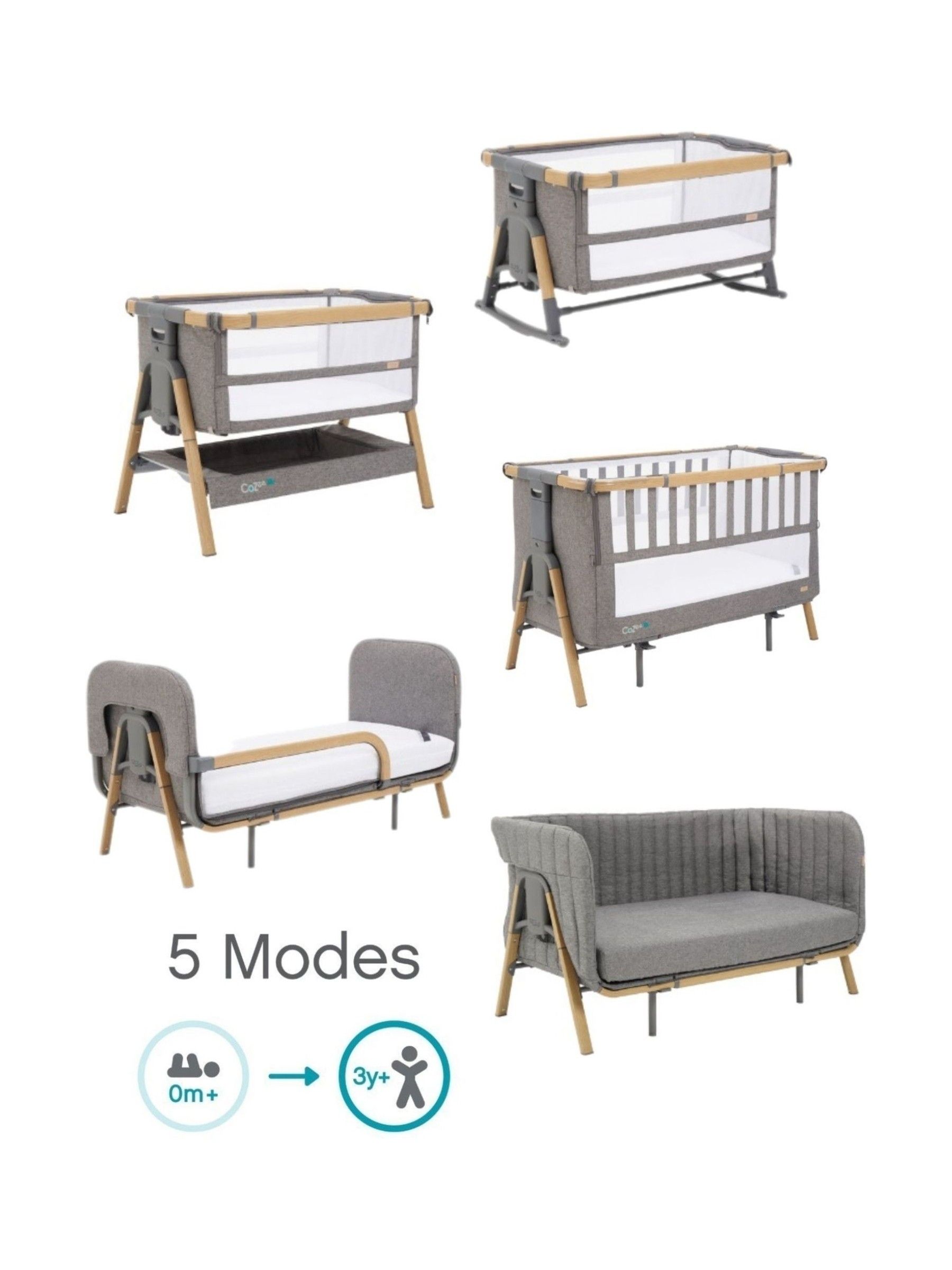 Tutti Bambini Oak Charcoal CoZee XL Complete Birth to 4+ Years - Image 7 of 9