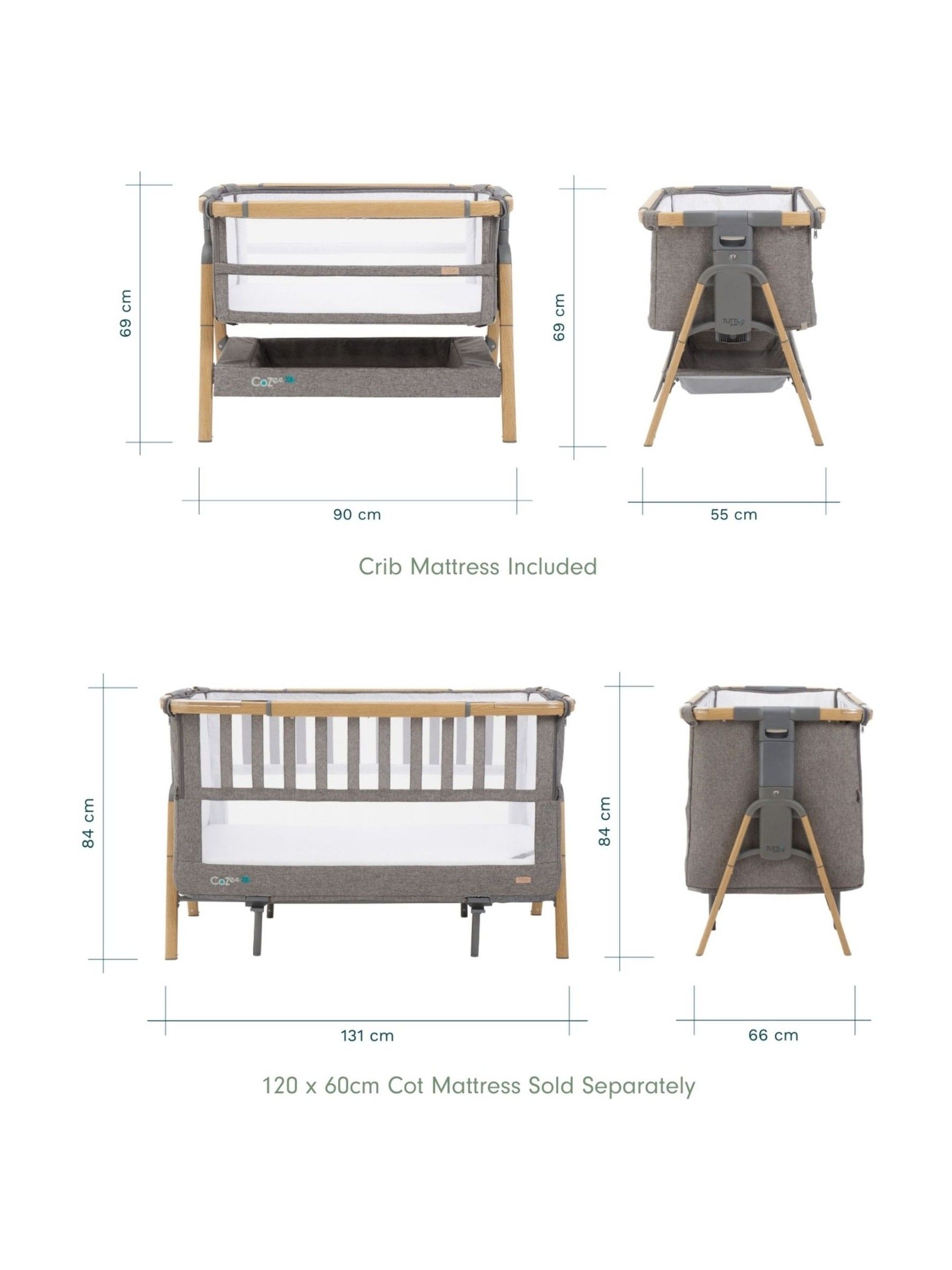 Tutti Bambini Oak Charcoal CoZee XL Complete Birth to 4+ Years - Image 9 of 9