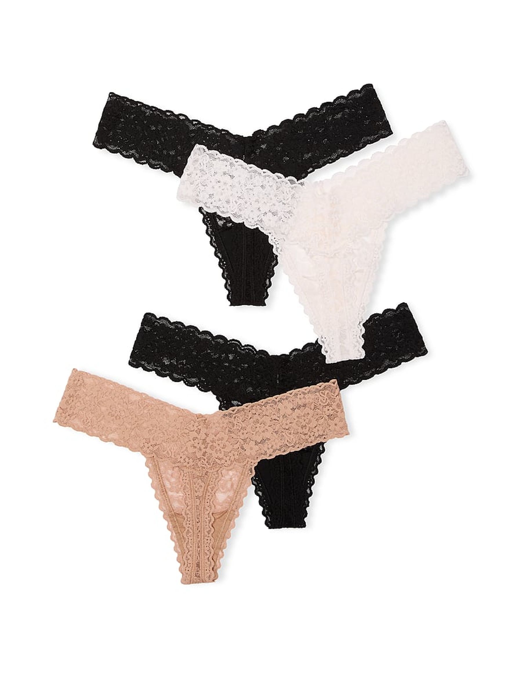 Black/Nude/White Thong 4 Pack Knickers - Image 2 of 2