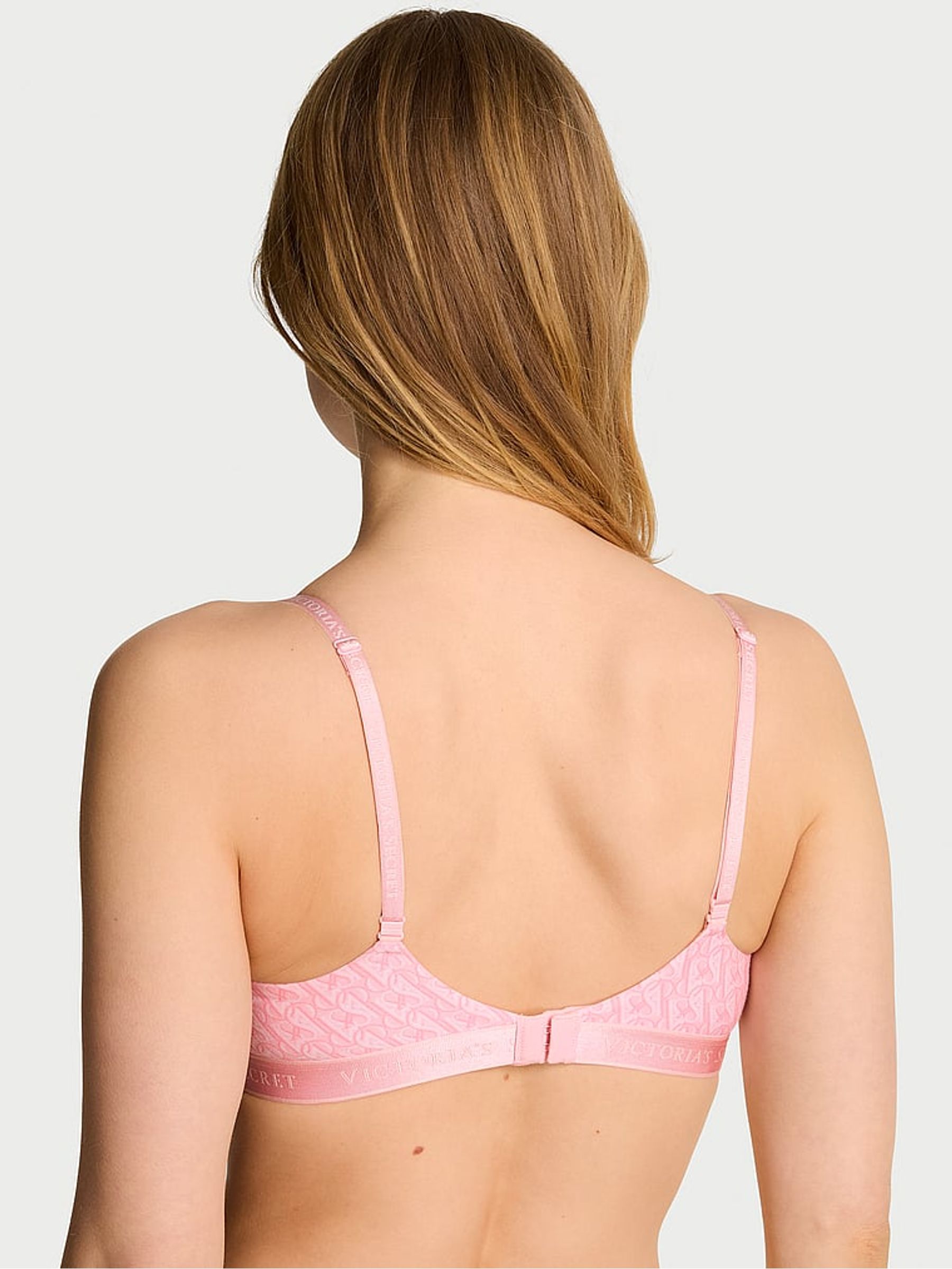 Pretty Blossom Pink Lightly Lined Non Wired Cotton Logo Bra - Image 2 of 2