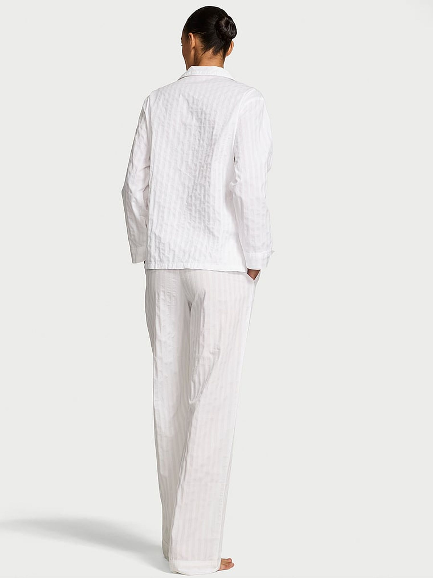 White Shadow Stripe Heritage Cotton Long Pyjama Set - Image 2 of 2