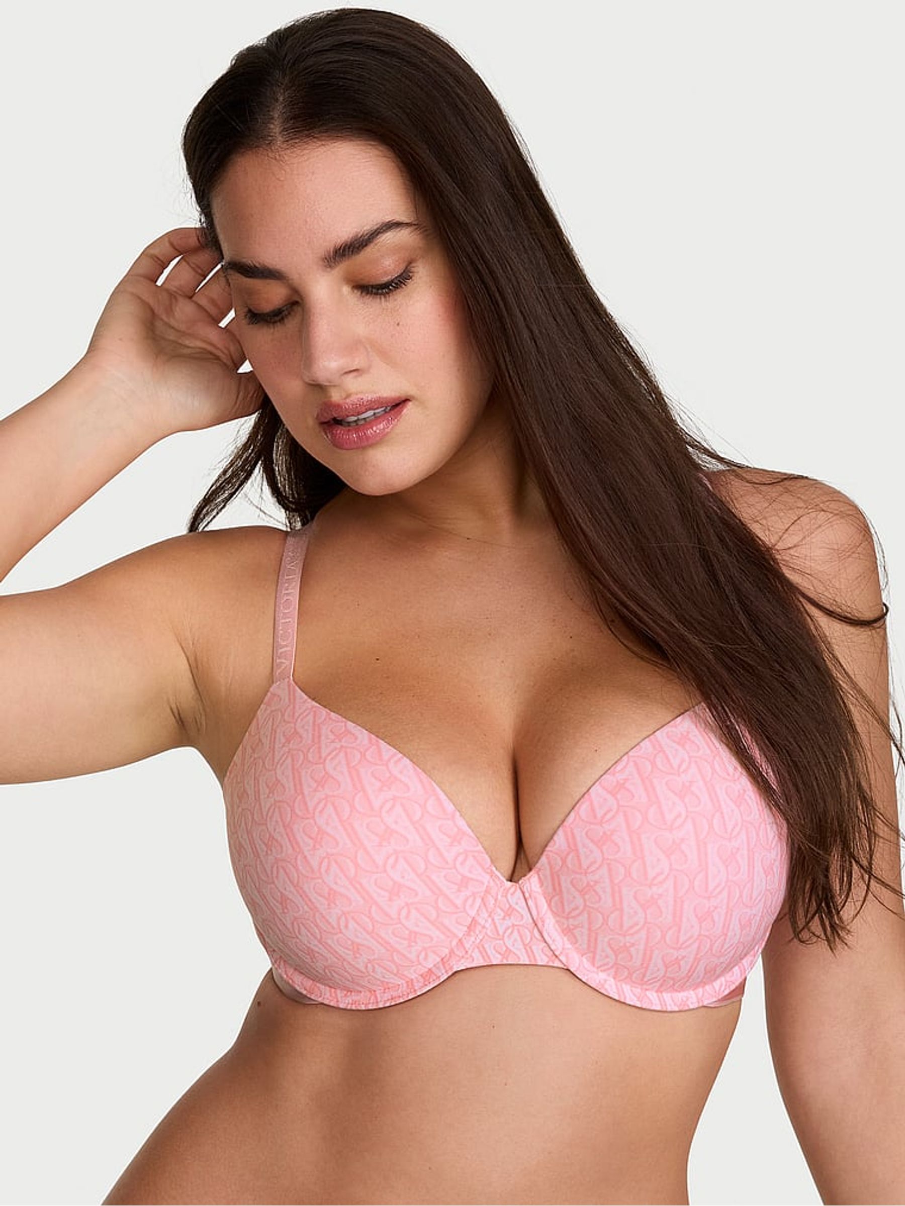 Pretty Blossom Pink Full Cup Push Up Cotton Logo Bra - Image 1 of 2