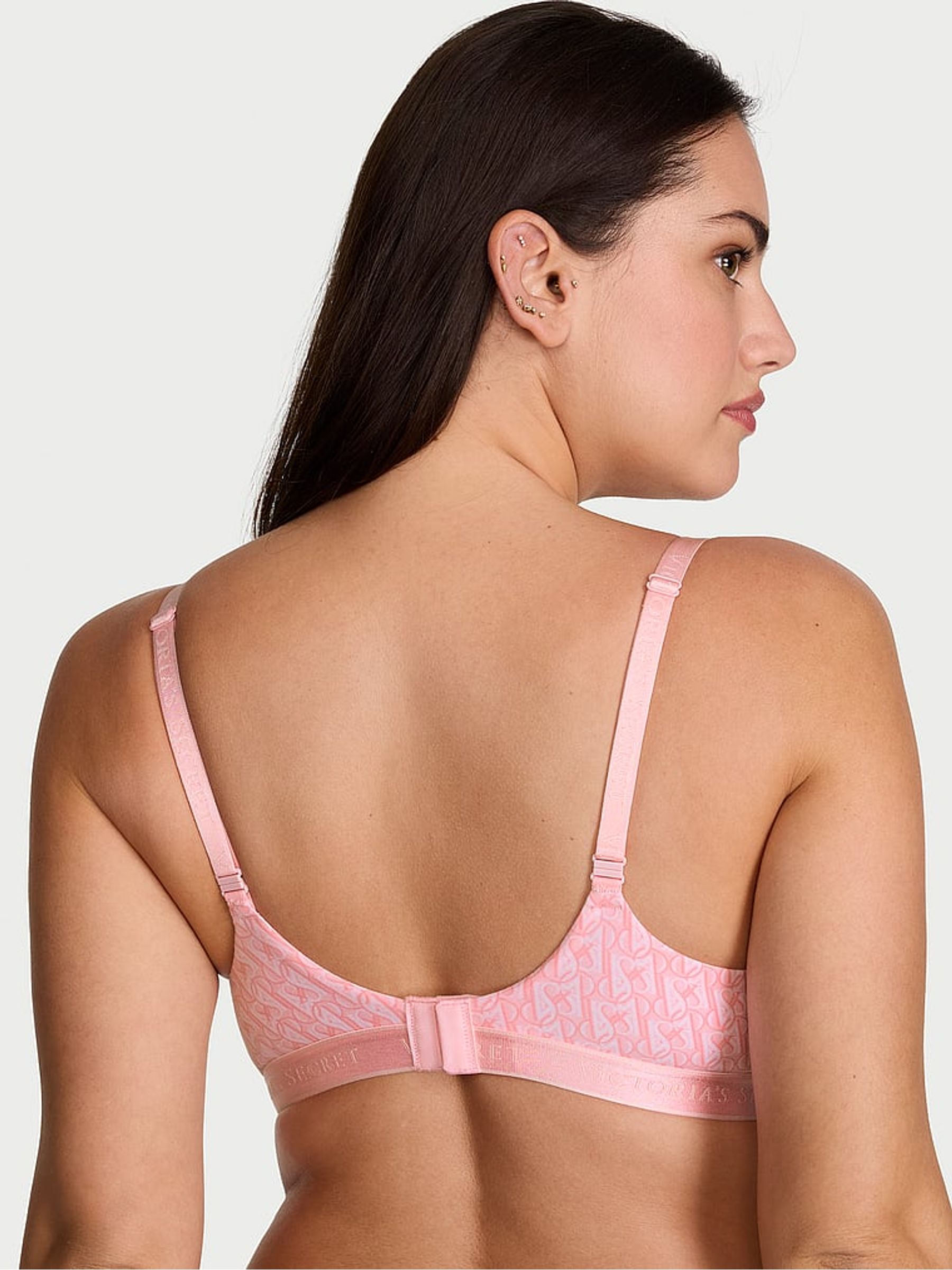 Pretty Blossom Pink Full Cup Push Up Cotton Logo Bra - Image 2 of 2