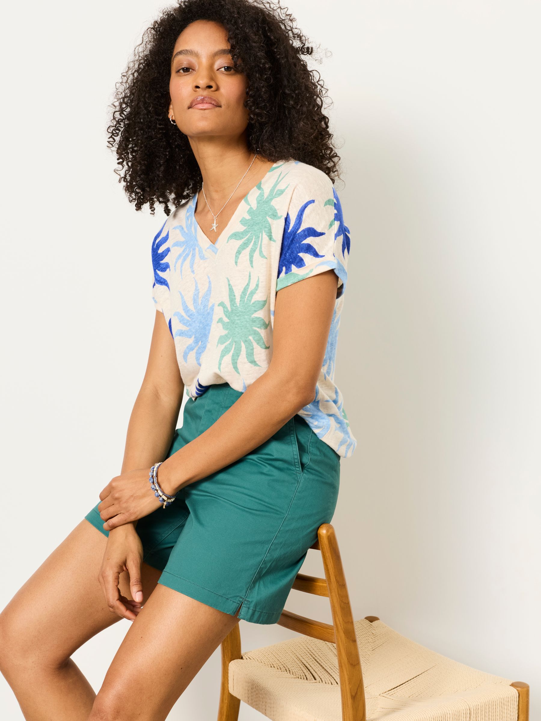 Elsham Teal Blue Chino Shorts - Image 5 of 6