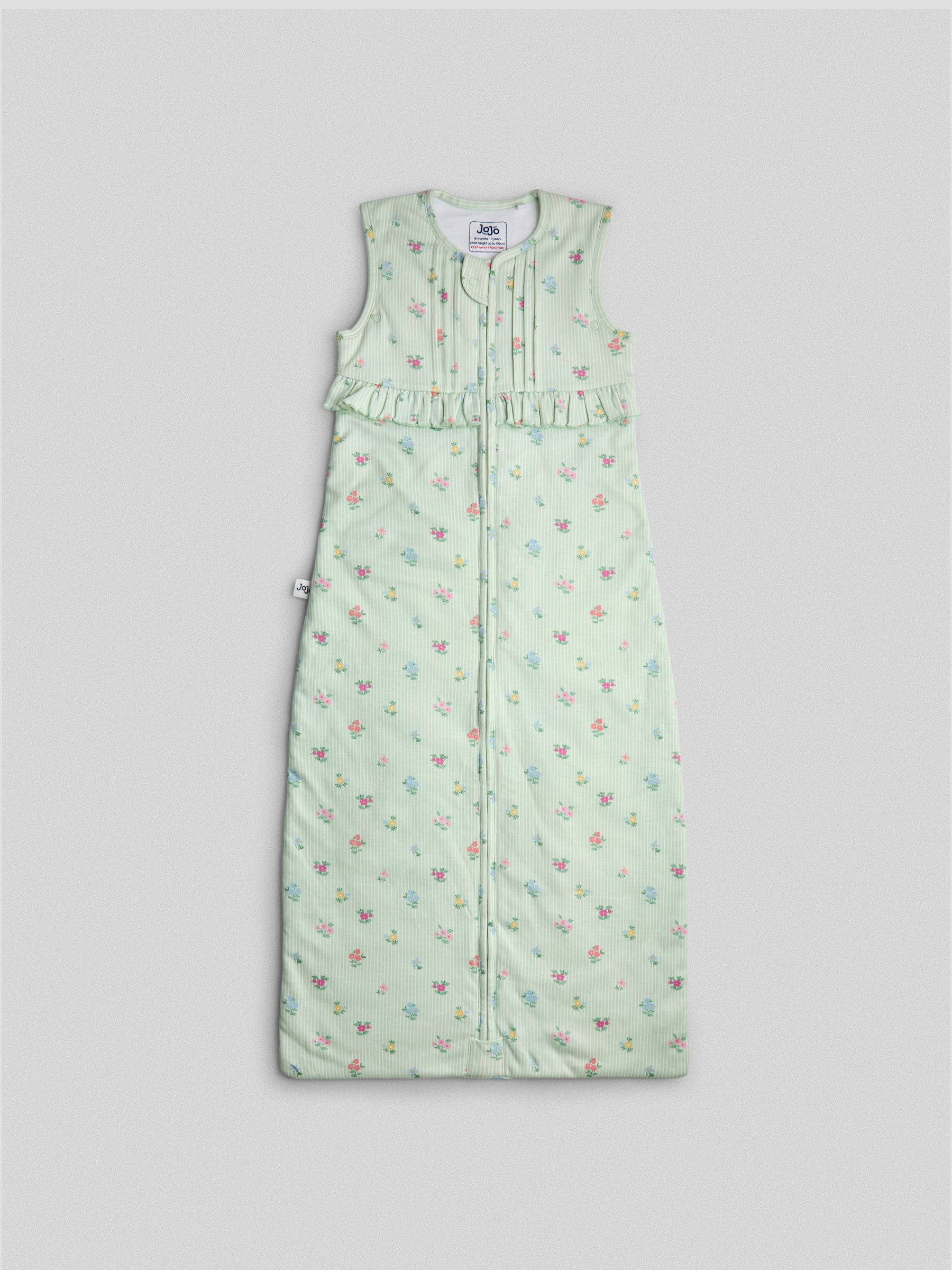 Green Floral Stripe Frill 1.5 Tog Toddler Sleeping Bag - Image 1 of 5
