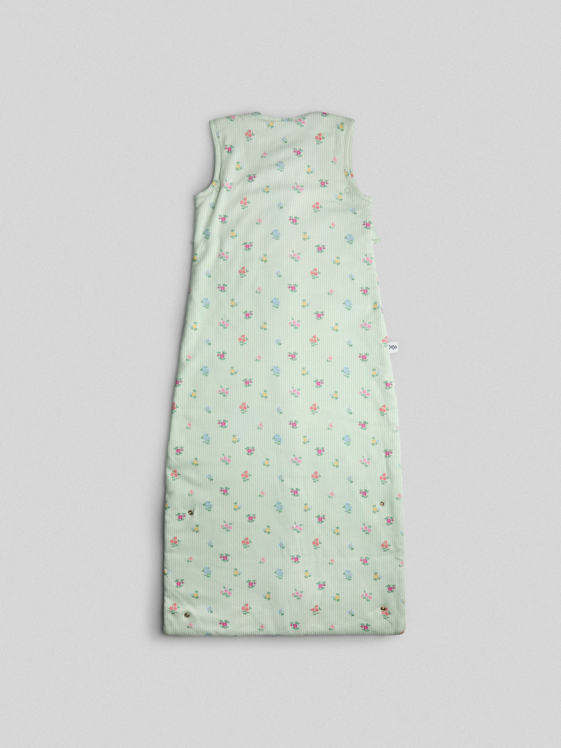 Green Floral Stripe Frill 1.5 Tog Toddler Sleeping Bag - Image 2 of 5