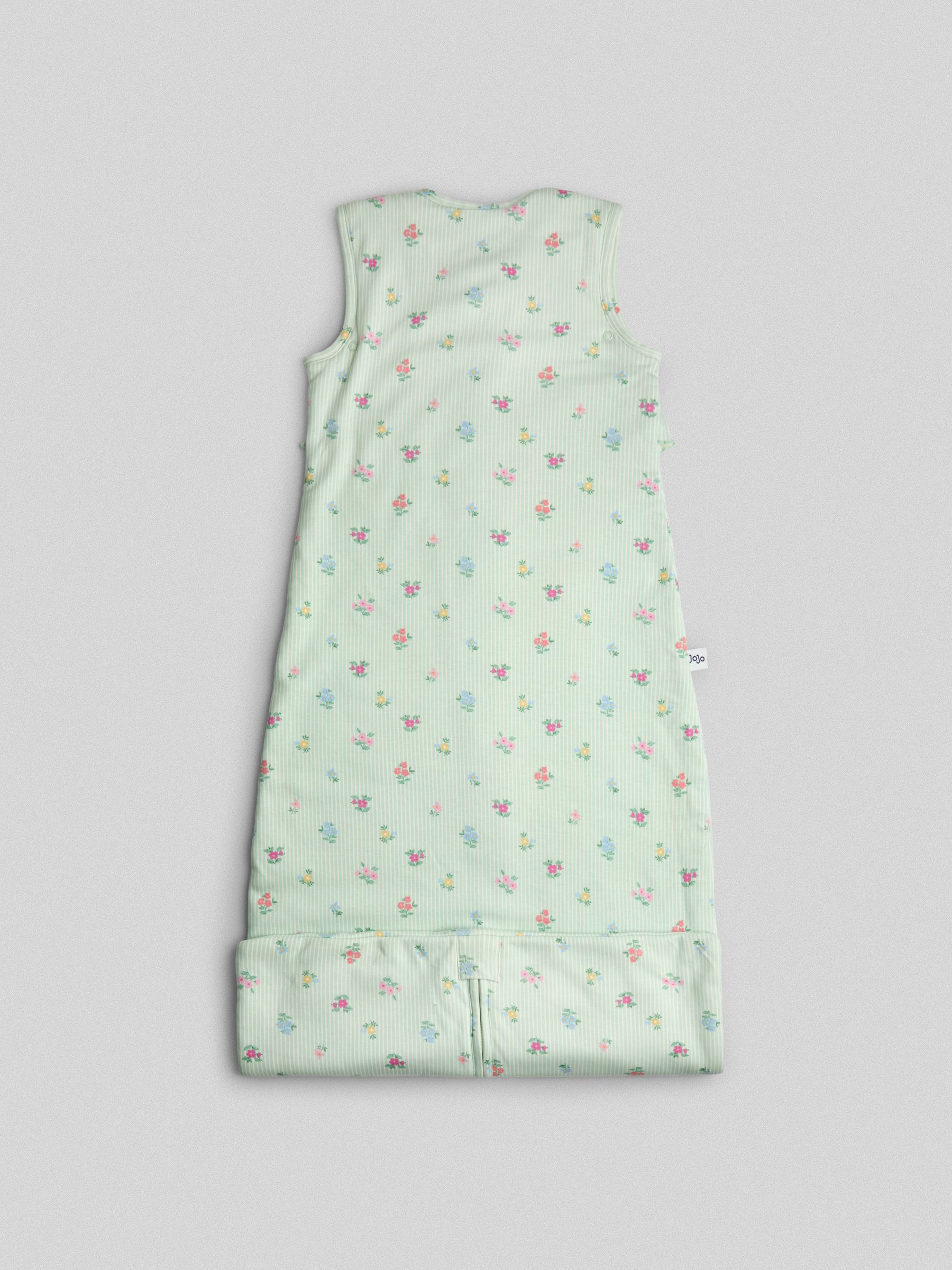 Green Floral Stripe Frill 1.5 Tog Toddler Sleeping Bag - Image 3 of 5