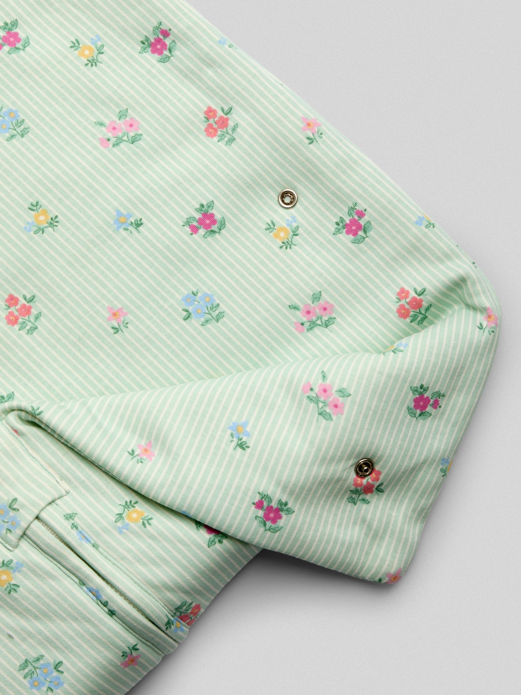 Green Floral Stripe Frill 1.5 Tog Toddler Sleeping Bag - Image 5 of 5