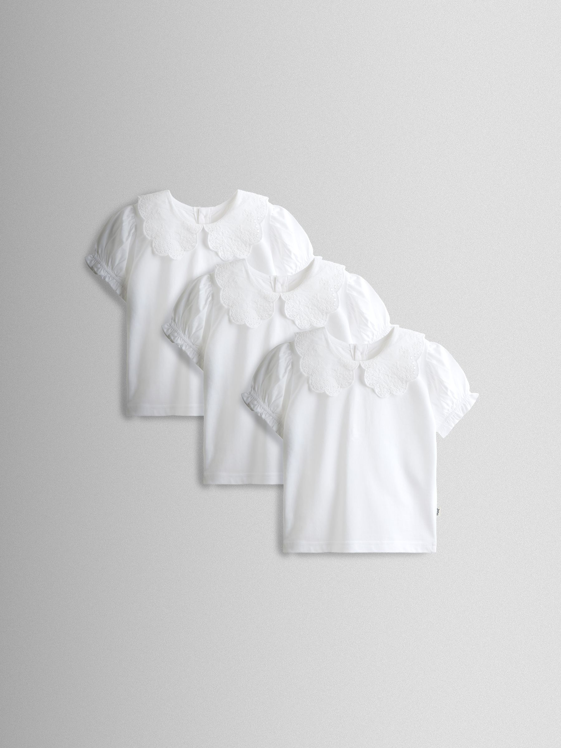 White 3- Pack Broderie Collar T-shirt - Image 2 of 6