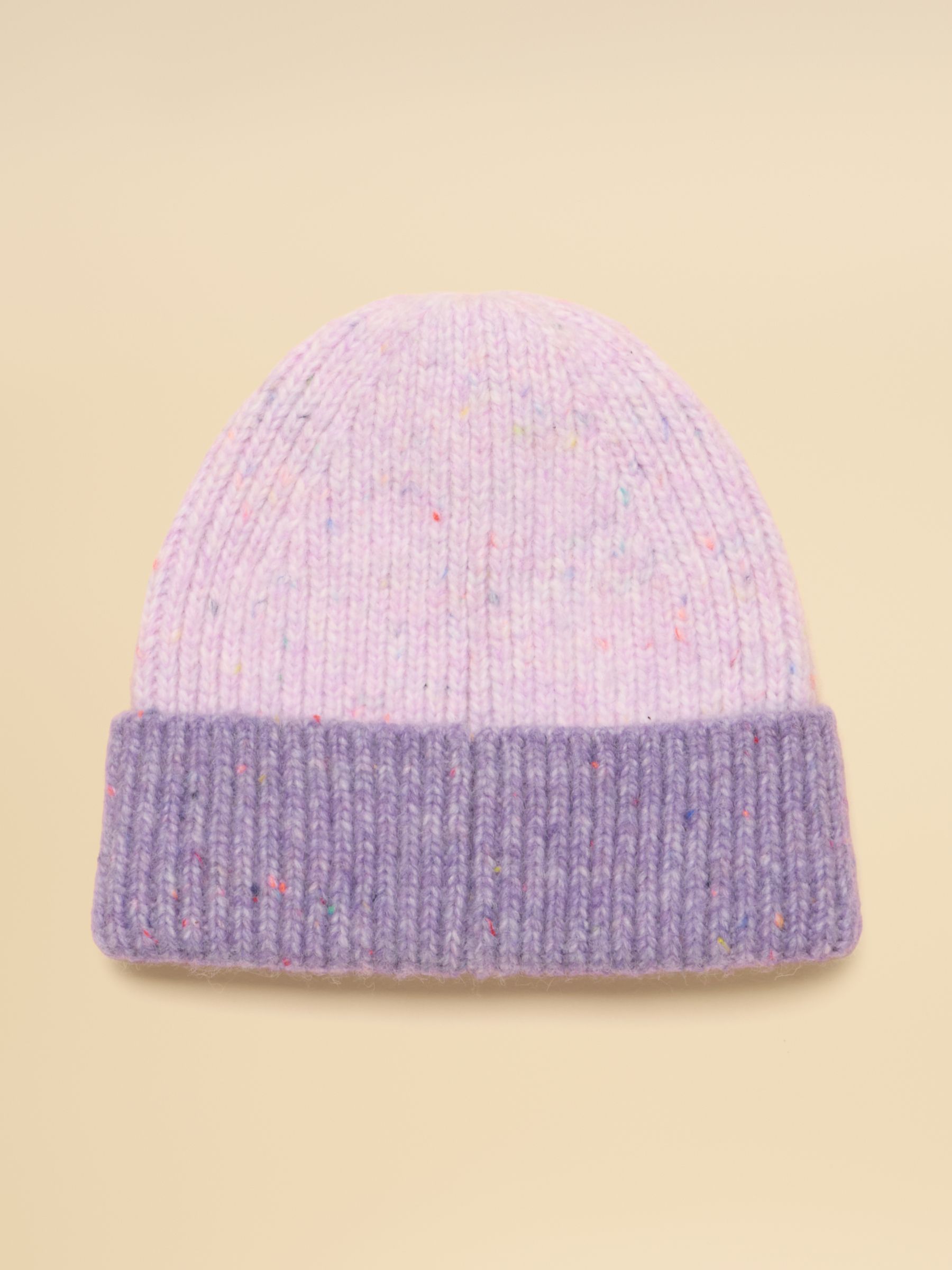 Colourblock Lilac Purple Beanie Hat - Image 2 of 3