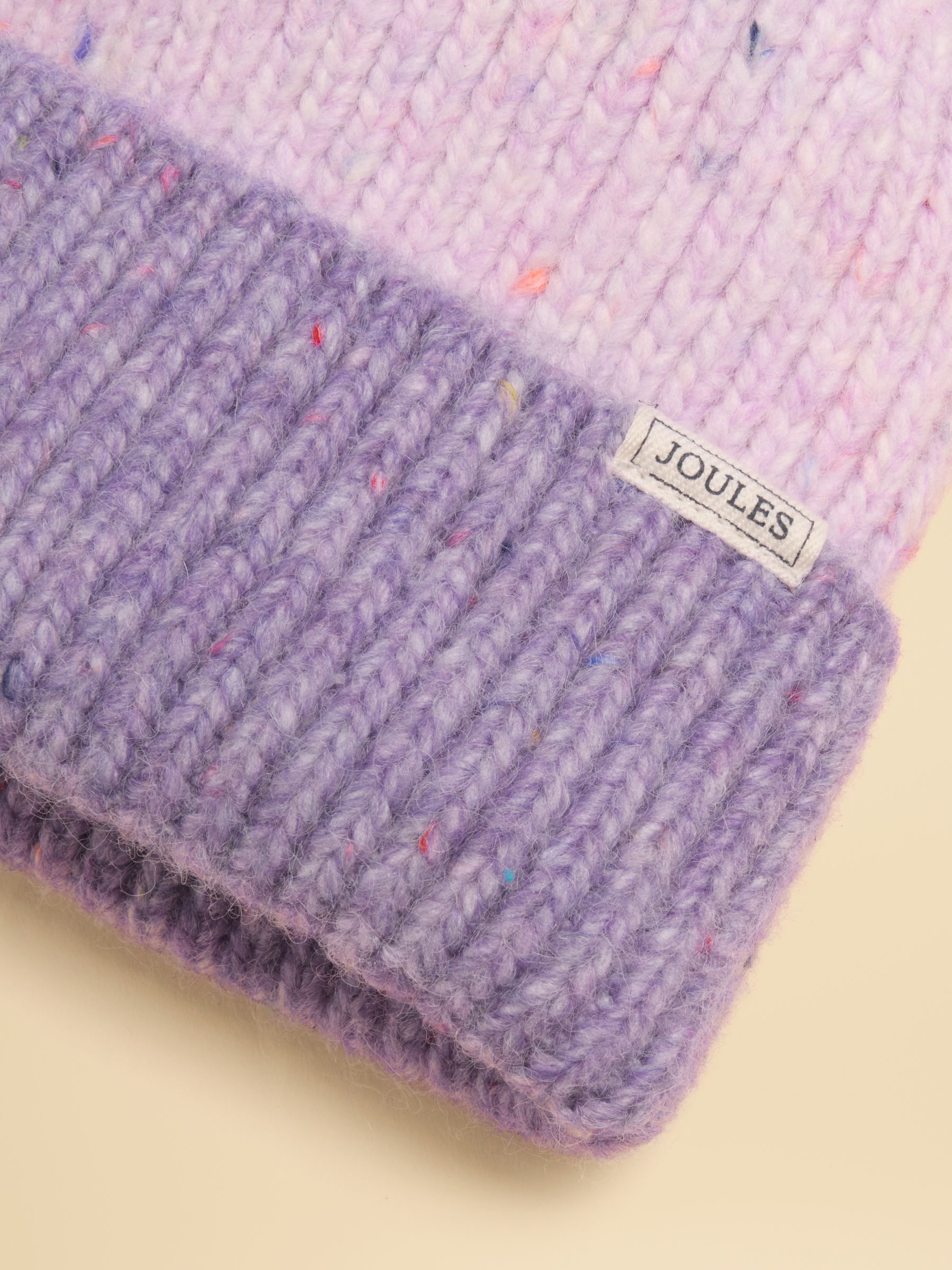 Colourblock Lilac Purple Beanie Hat - Image 3 of 3