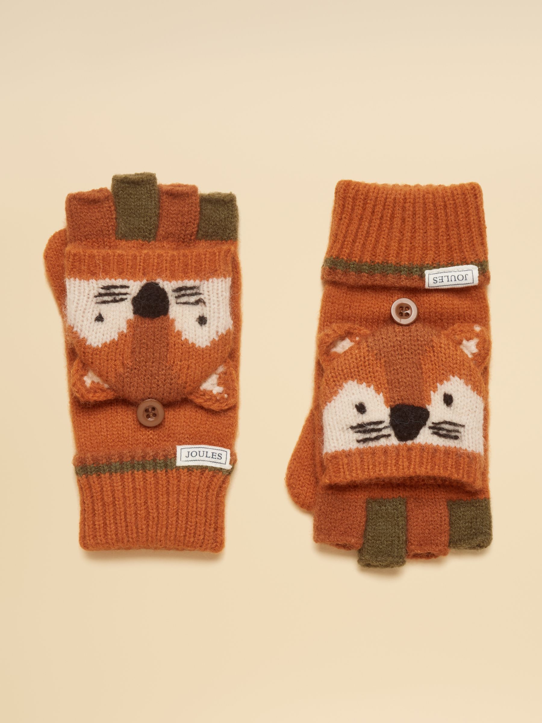 Kids' Fold-Over Orange Fox Character Gloves - Image 1 of 4 Kids' Fold-Over Orange Fox Character Gloves - Image 1 of 4