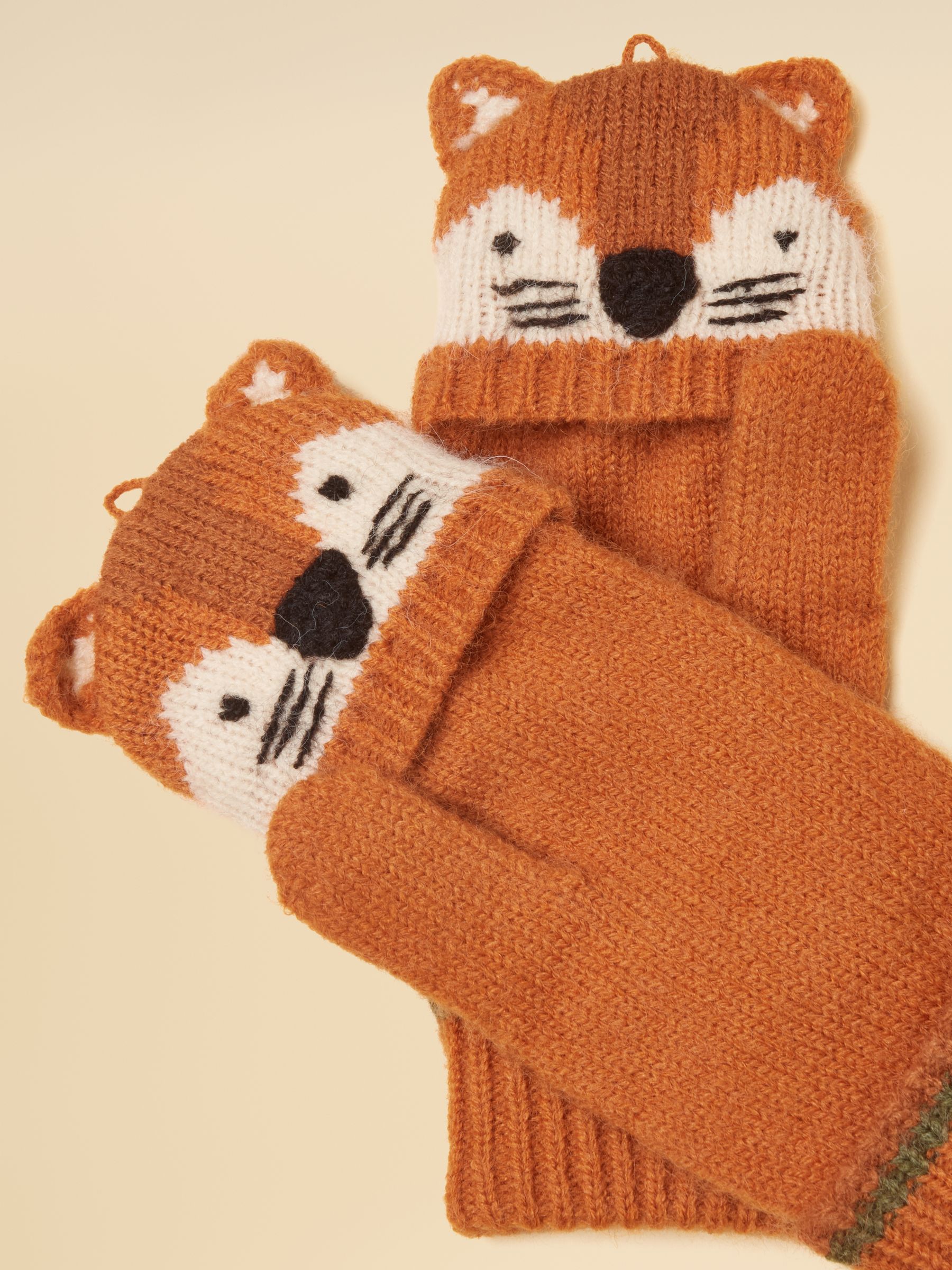 Kids' Fold-Over Orange Fox Character Gloves - Image 3 of 4