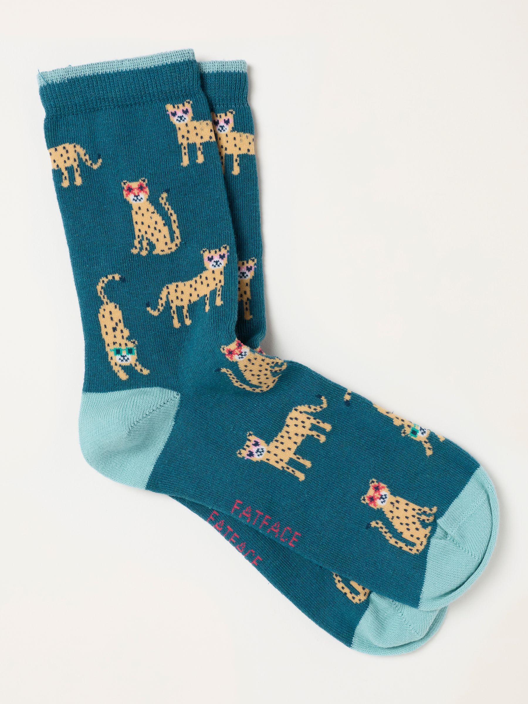 Teal Blue Leopard Socks - Image 1 of 2