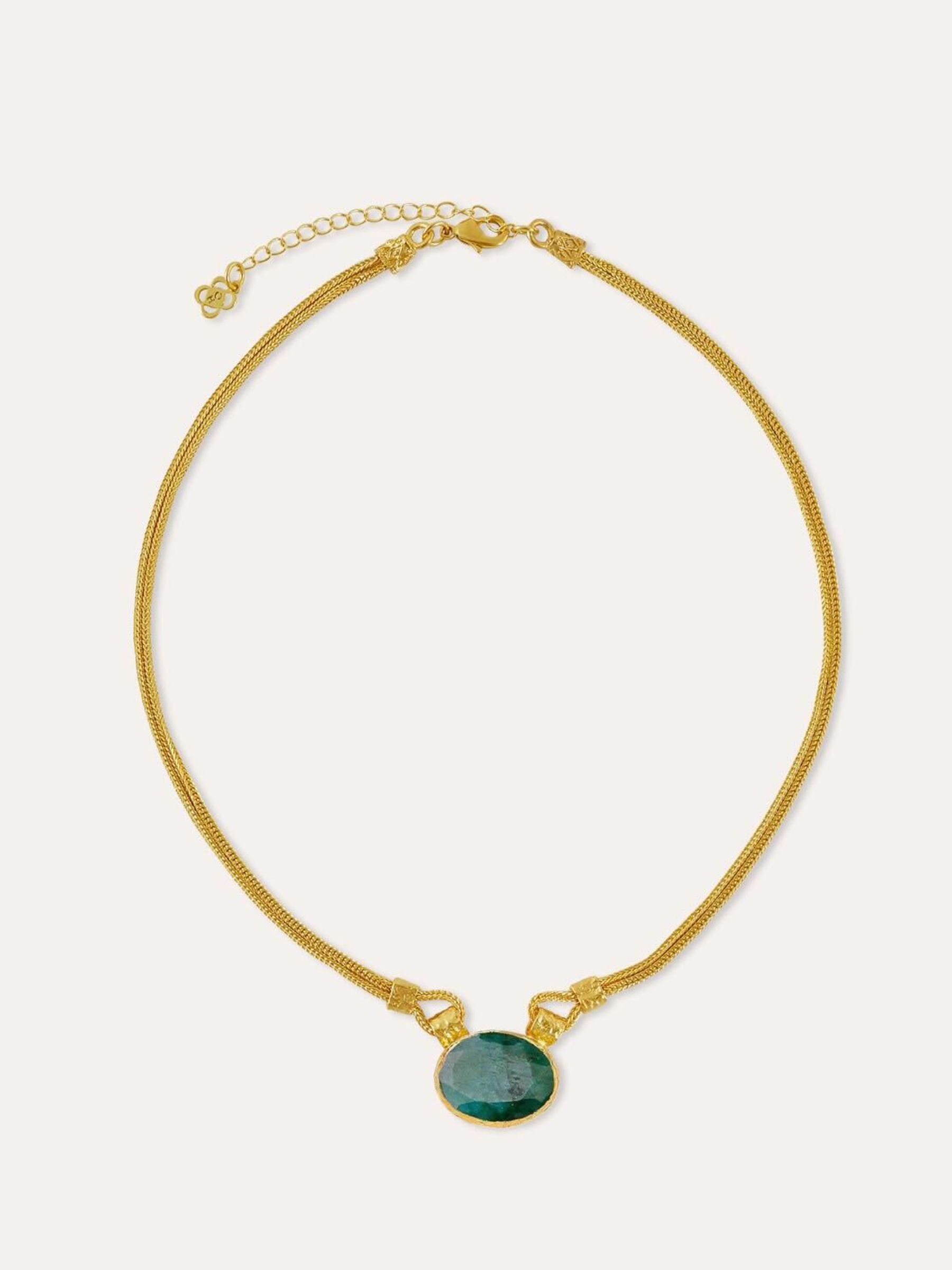 Ottoman Hands Gold Plated Daphne Emerald Chain Necklace - Image 1 of 3