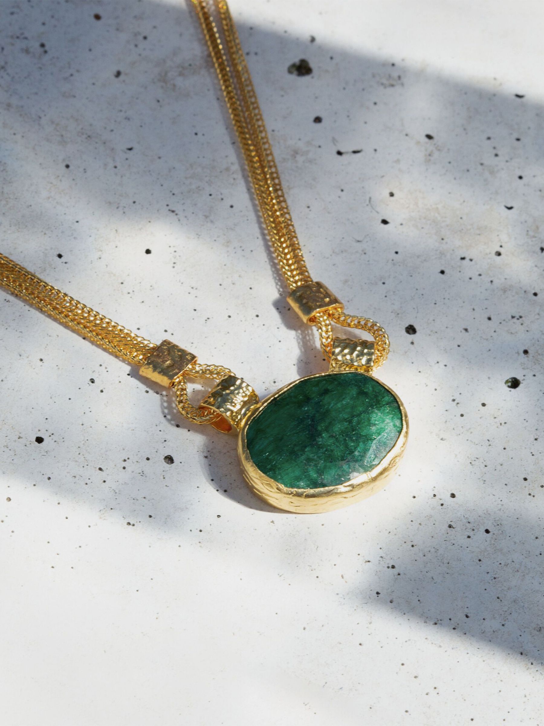Ottoman Hands Gold Plated Daphne Emerald Chain Necklace - Image 3 of 3