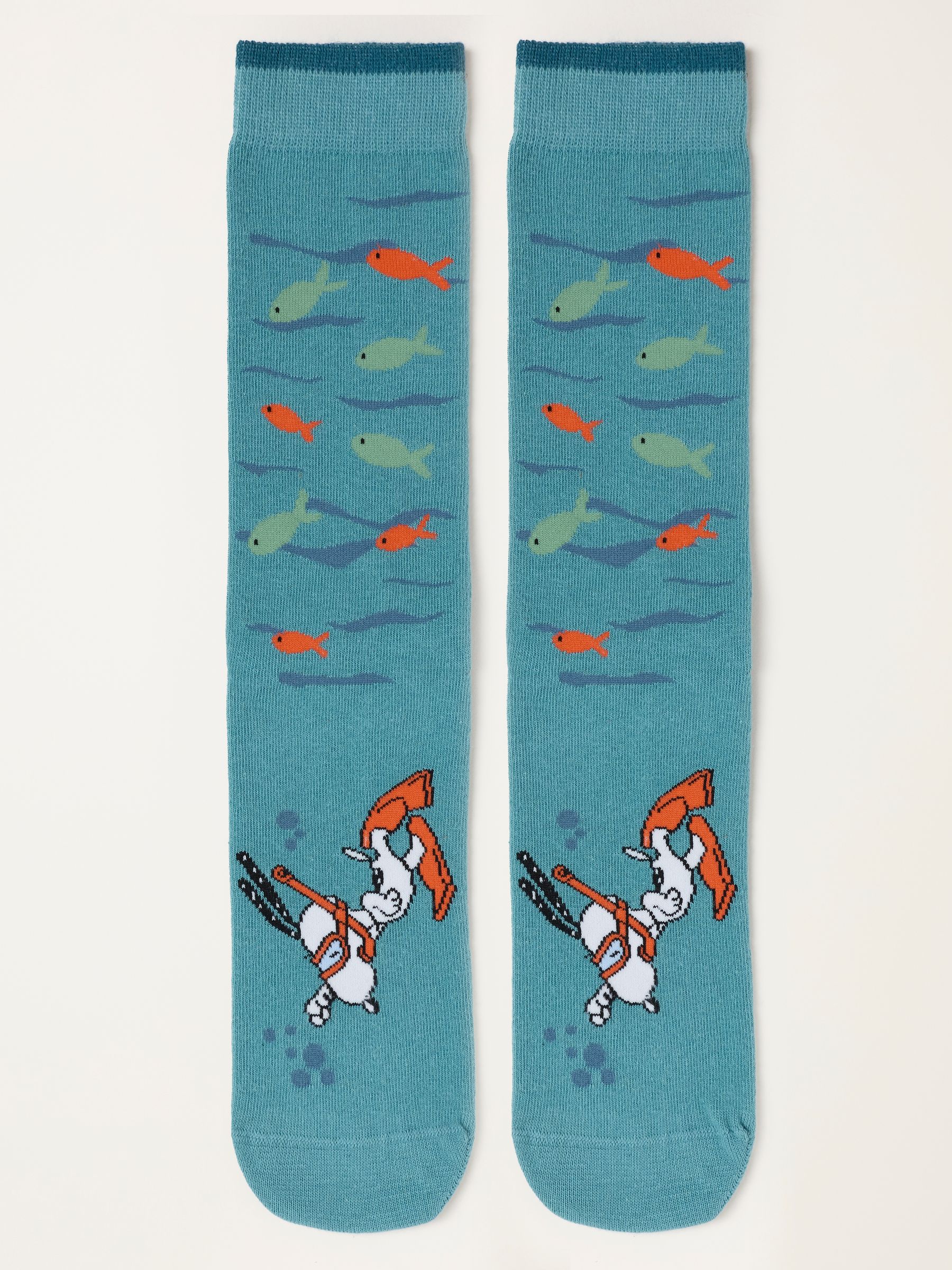 Teal Blue Snoopy Snorkeling Socks - Image 1 of 2