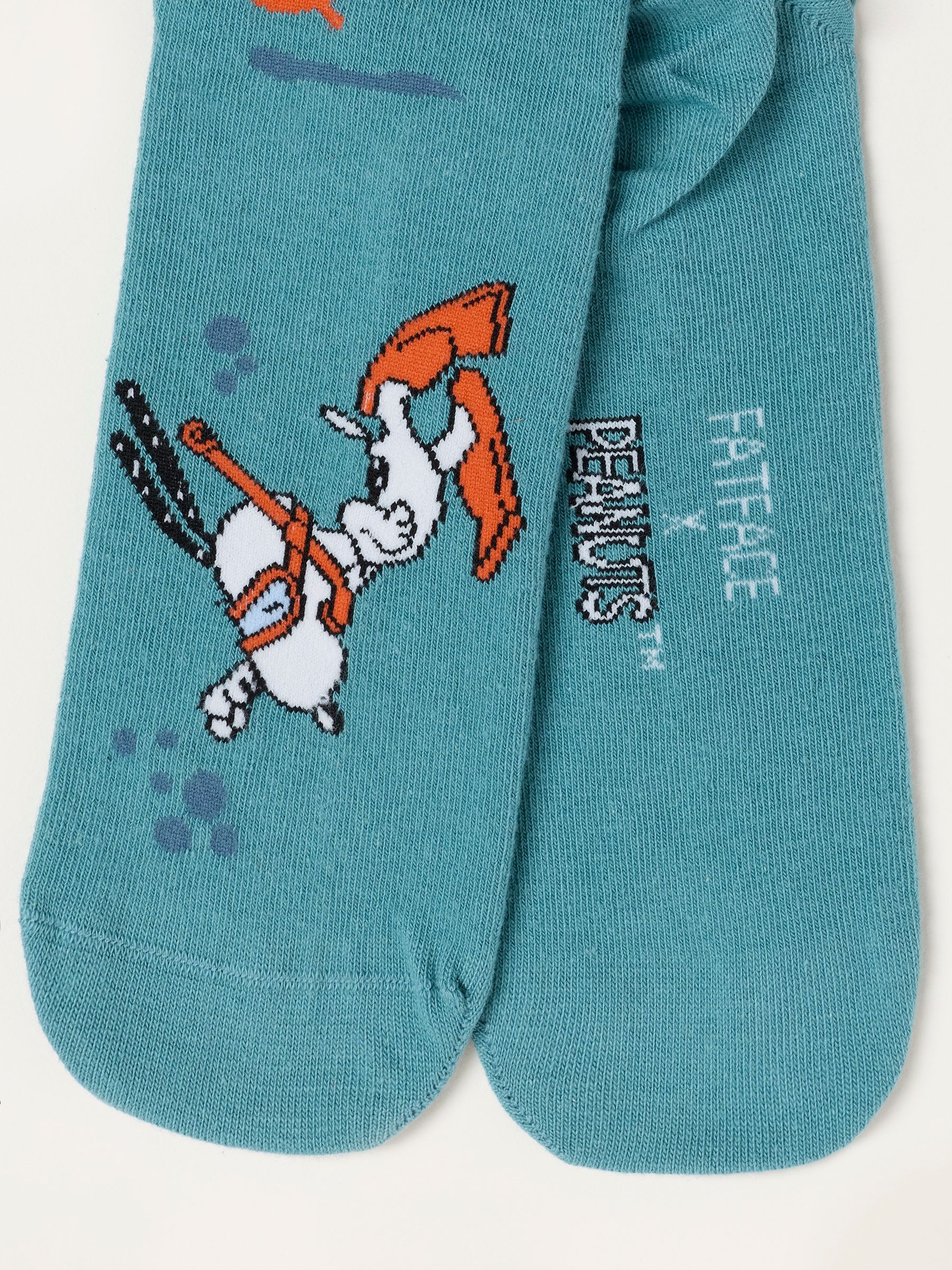 Teal Blue Snoopy Snorkeling Socks - Image 2 of 2