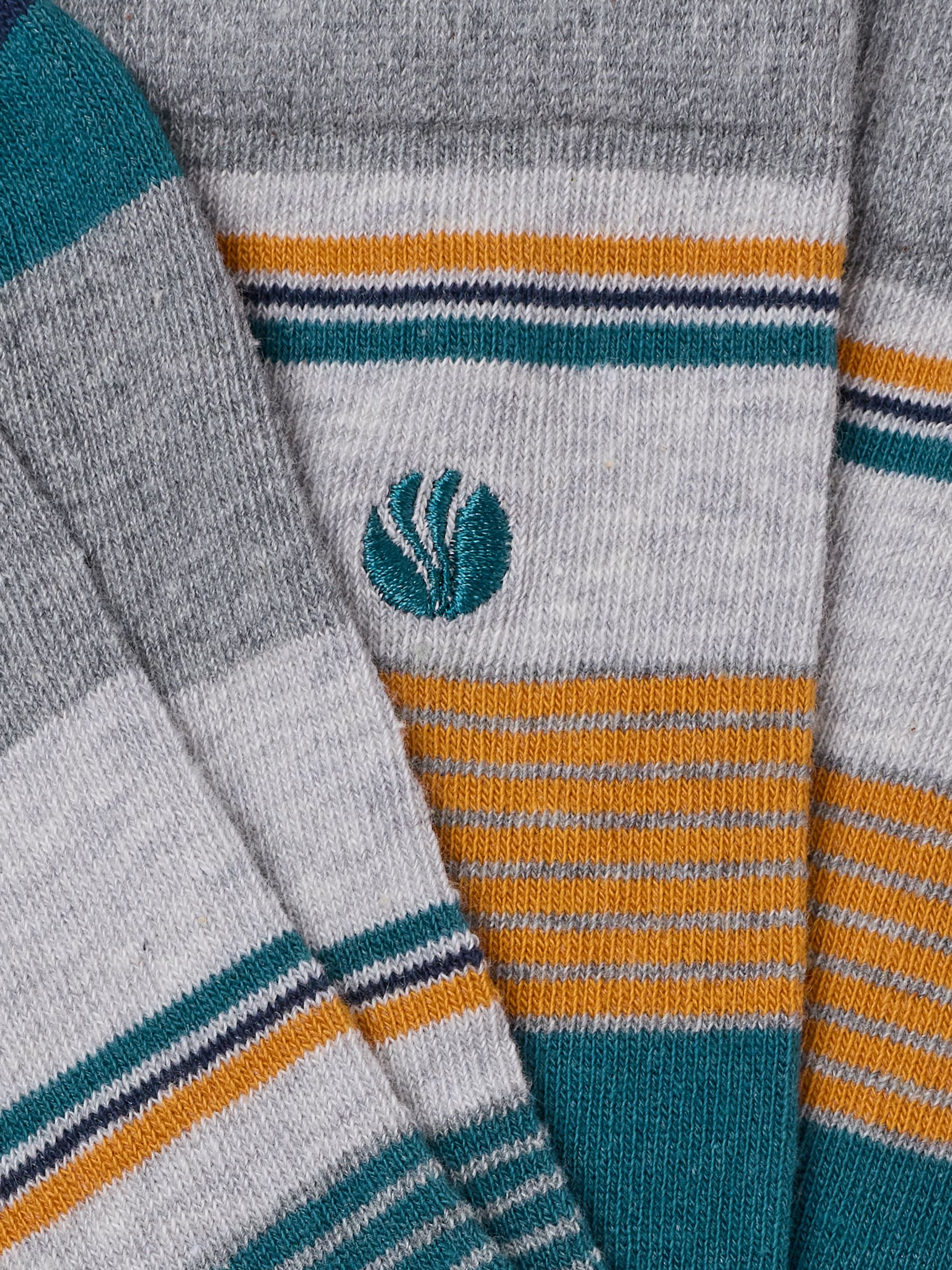 Grey Block Striped Socks - Image 2 of 2