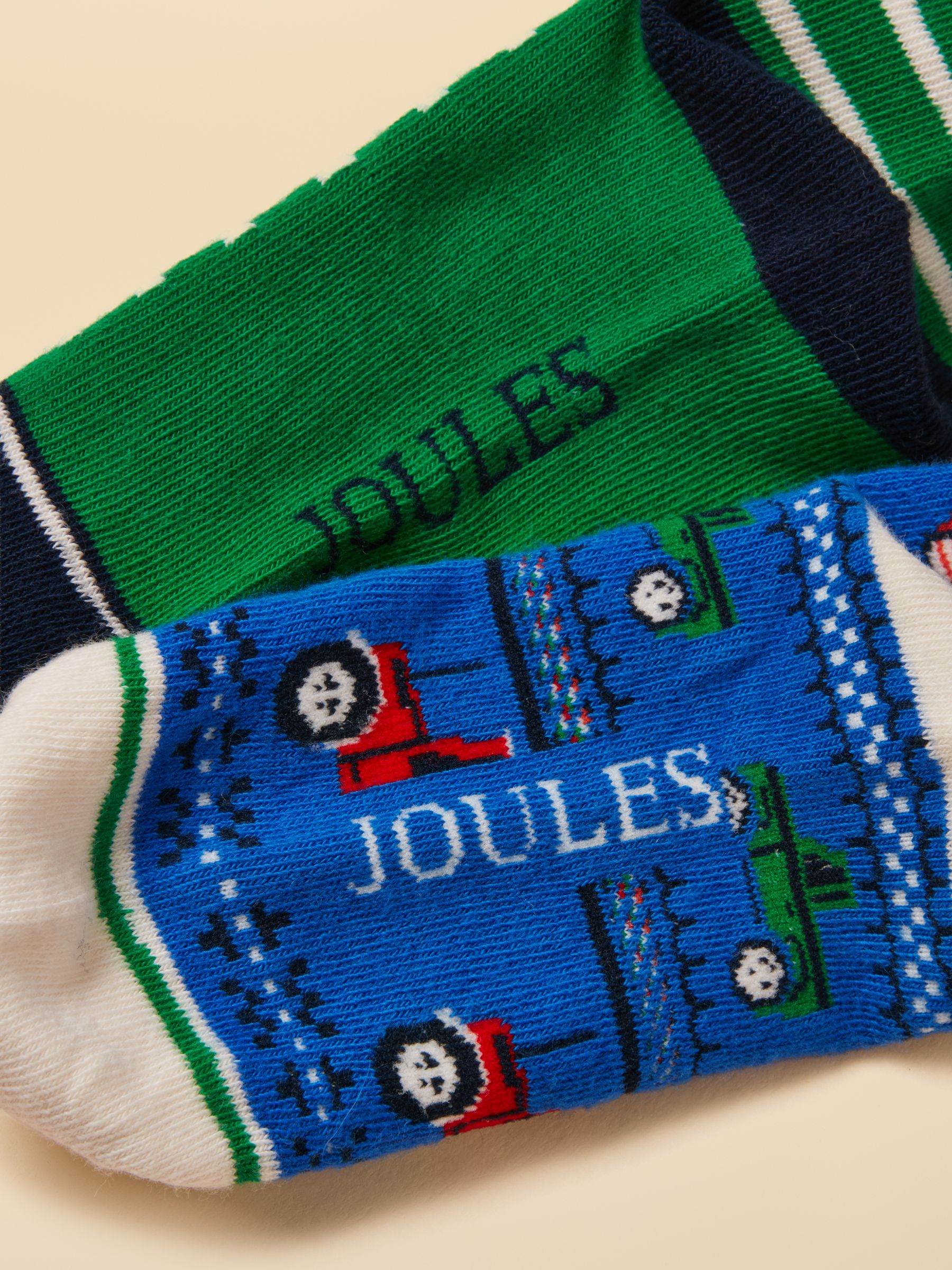 Kids' Eat Feet Green & Blue Vehicle Print 2 Pack Socks - Image 3 of 3