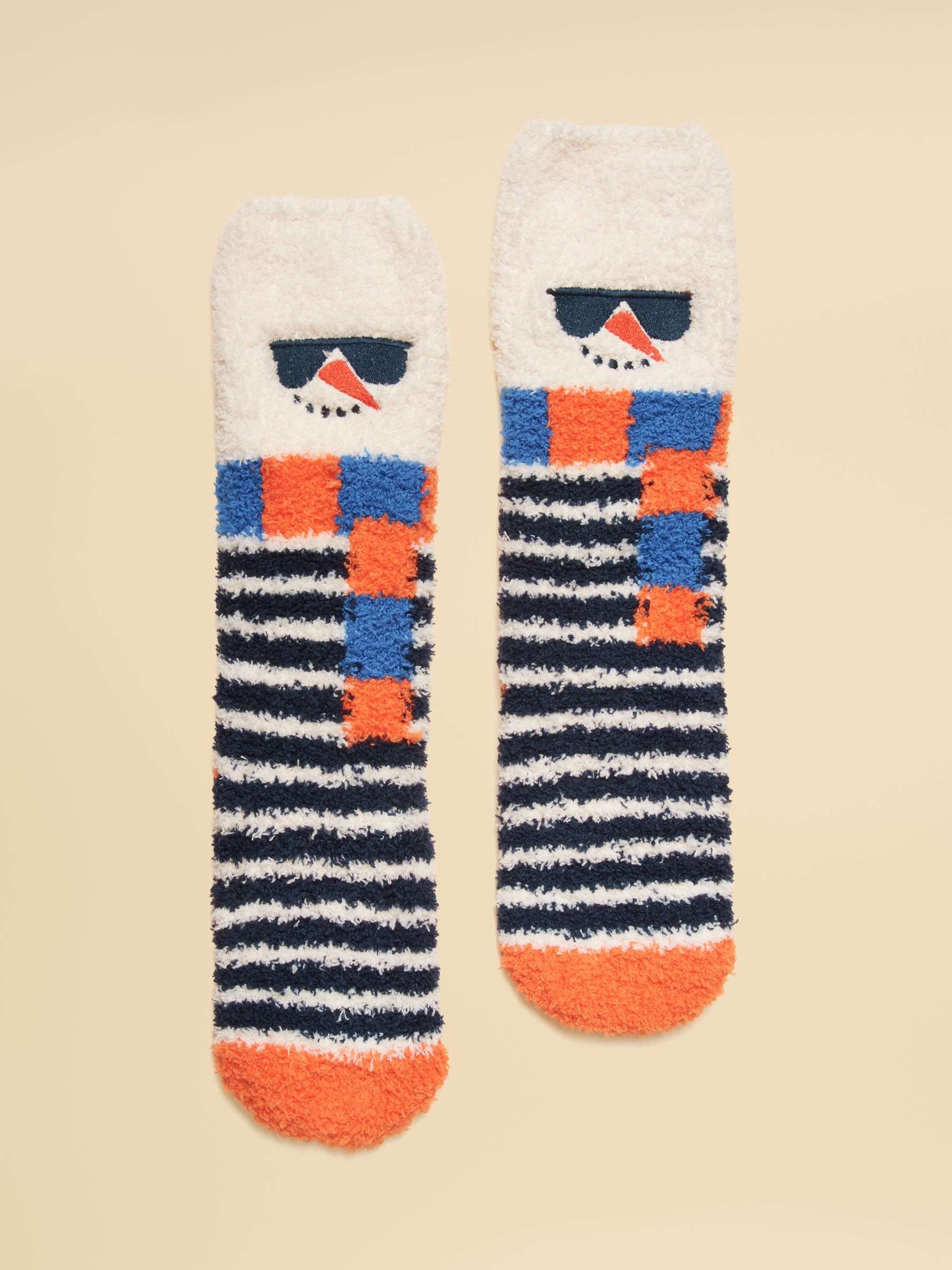 Kids' Fluffy Navy Snowman Socks - Image 1 of 3