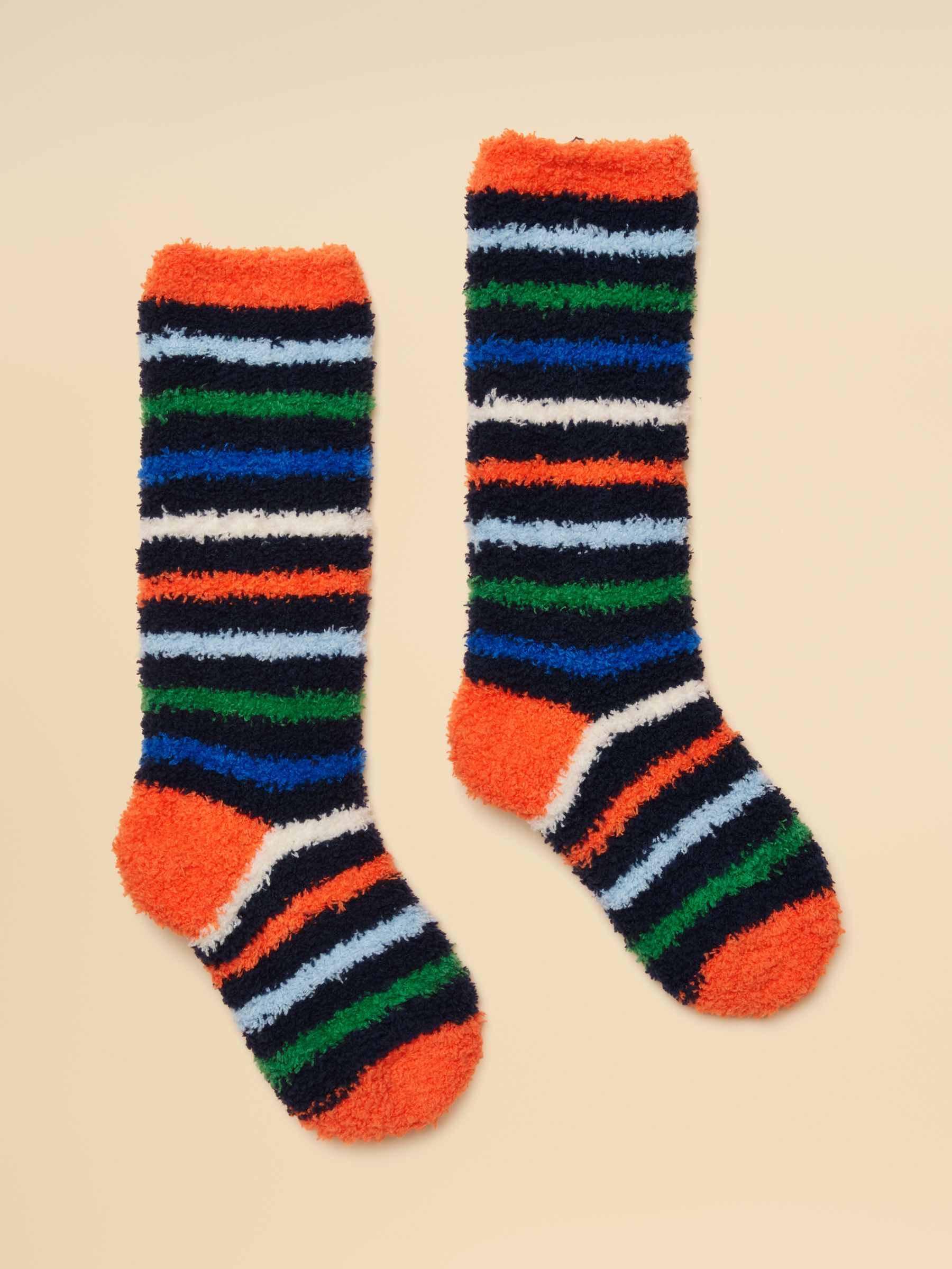 Kids Fluffy Navy Stripe Socks - Image 1 of 3