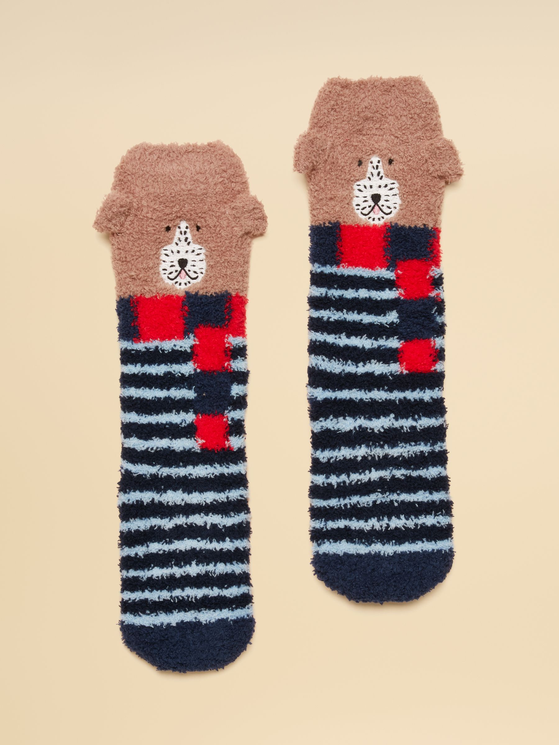 Kids' Fluffy Blue Dog Socks - Image 1 of 3