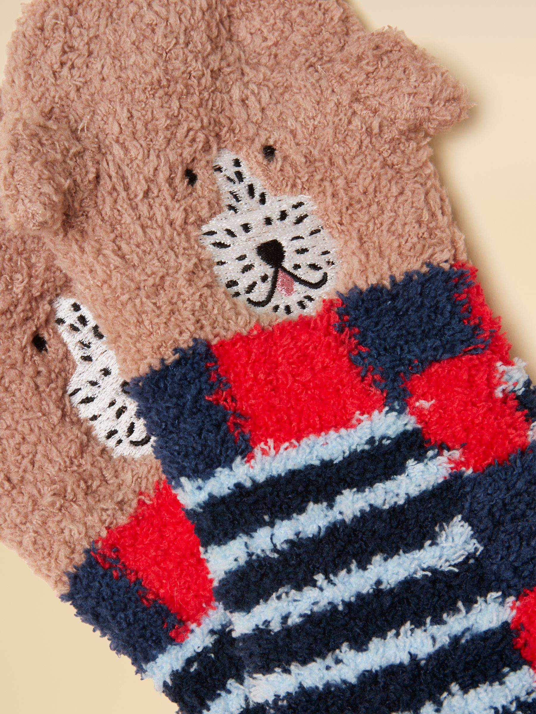 Kids' Fluffy Blue Dog Socks - Image 2 of 3 Kids' Fluffy Blue Dog Socks - Image 2 of 3