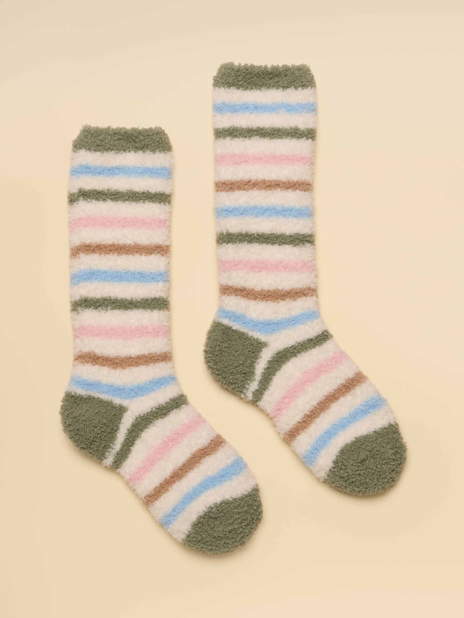 Kids Fluffy Cream Stripe Socks - Image 1 of 3