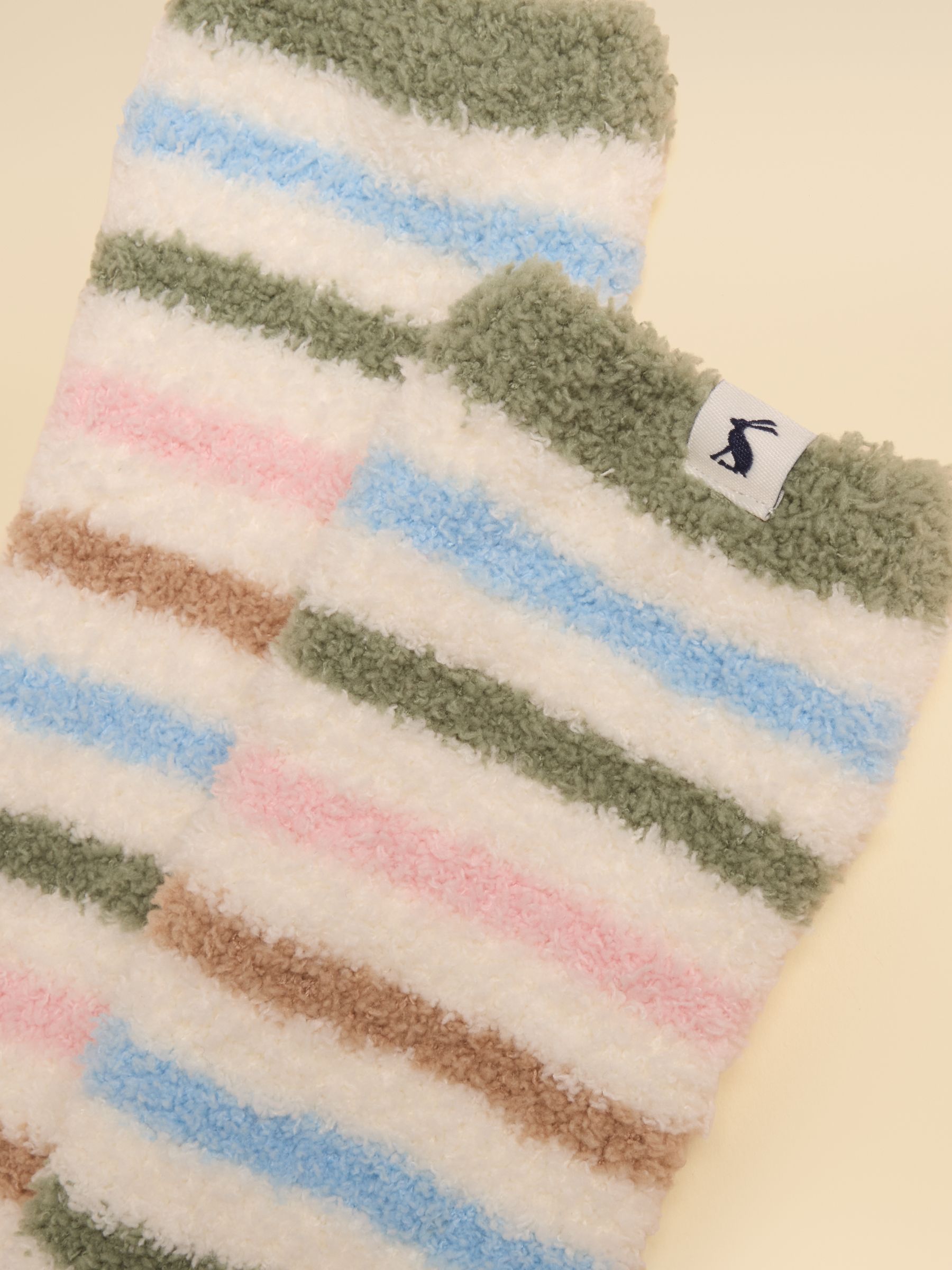 Kids Fluffy Cream Stripe Socks - Image 2 of 3