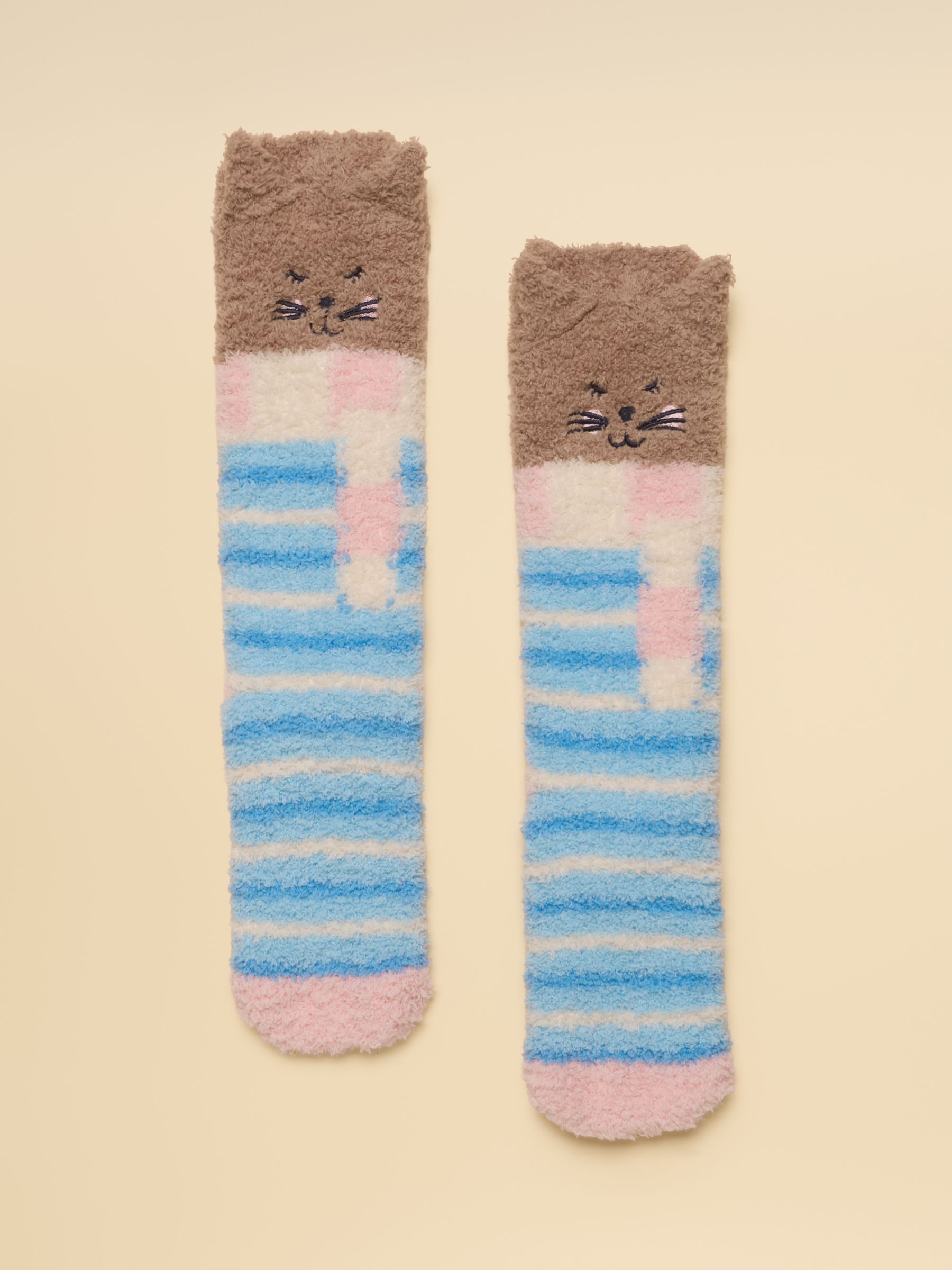 Kids Fluffy Blue Cat Socks - Image 1 of 3