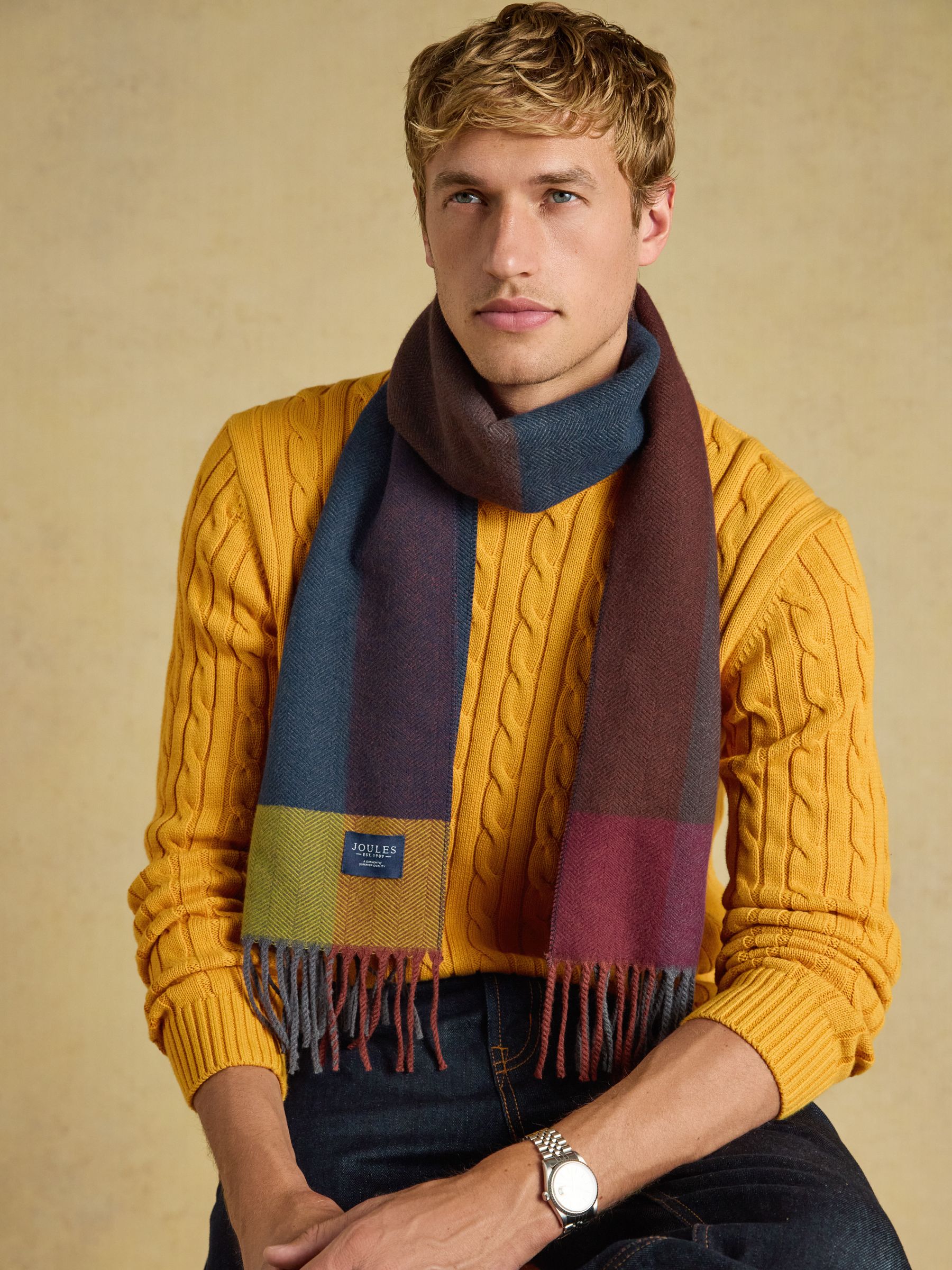 Langtree Multi Herringbone Colourblock Scarf - Image 2 of 6 Langtree Multi Herringbone Colourblock Scarf - Image 2 of 6