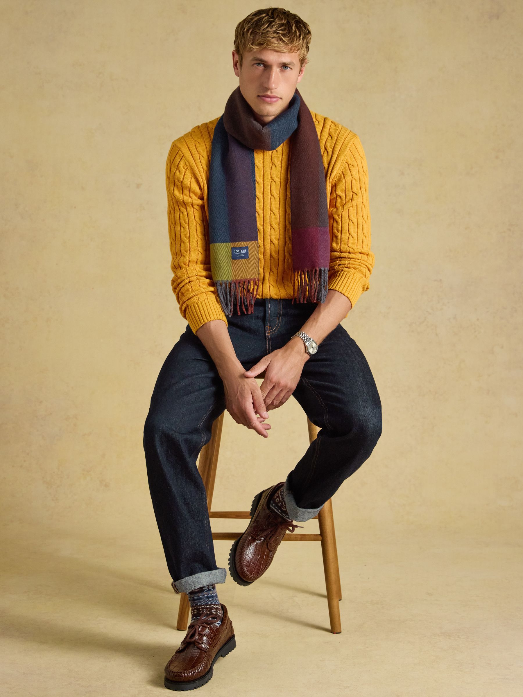 Langtree Multi Herringbone Colourblock Scarf - Image 4 of 6