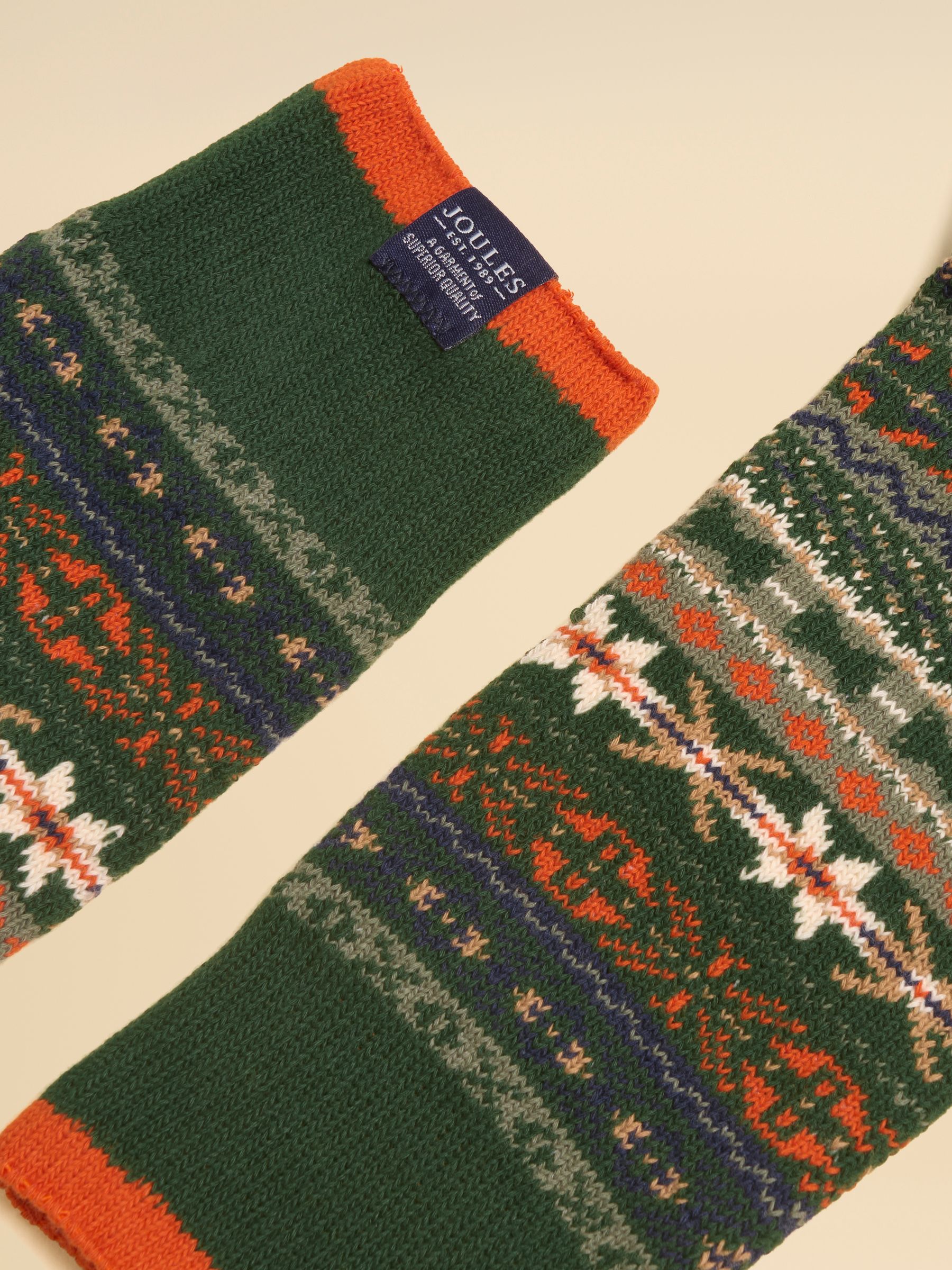 Men's Alby Green & Orange Fairisle Socks - Image 2 of 3