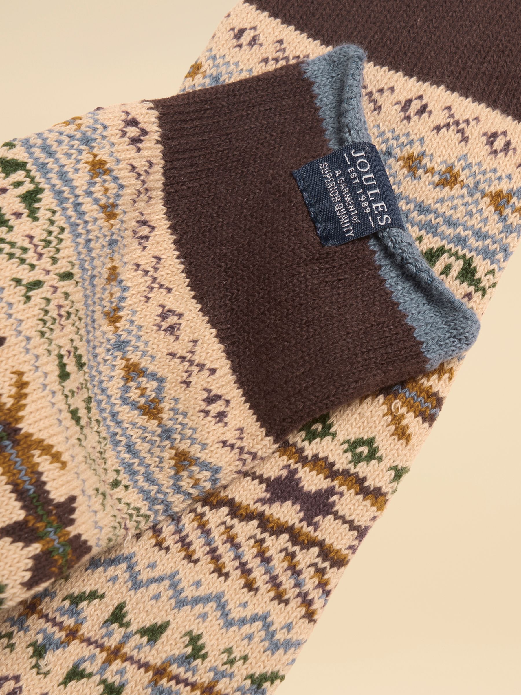 Men's Alby Neutral & Brown Fairisle Socks - Image 3 of 3