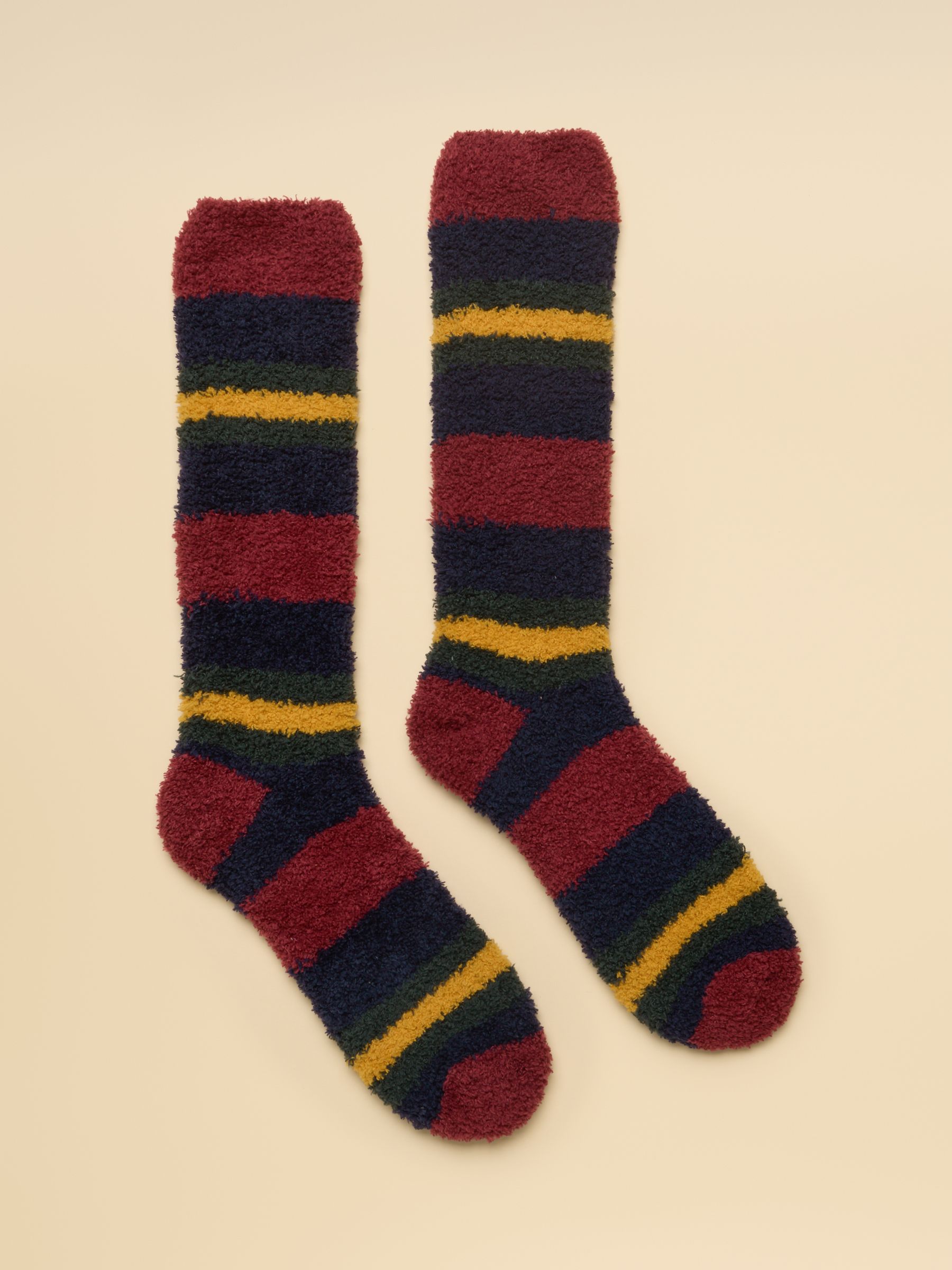 Fluffy Red & Navy Stripe Socks - Image 1 of 3